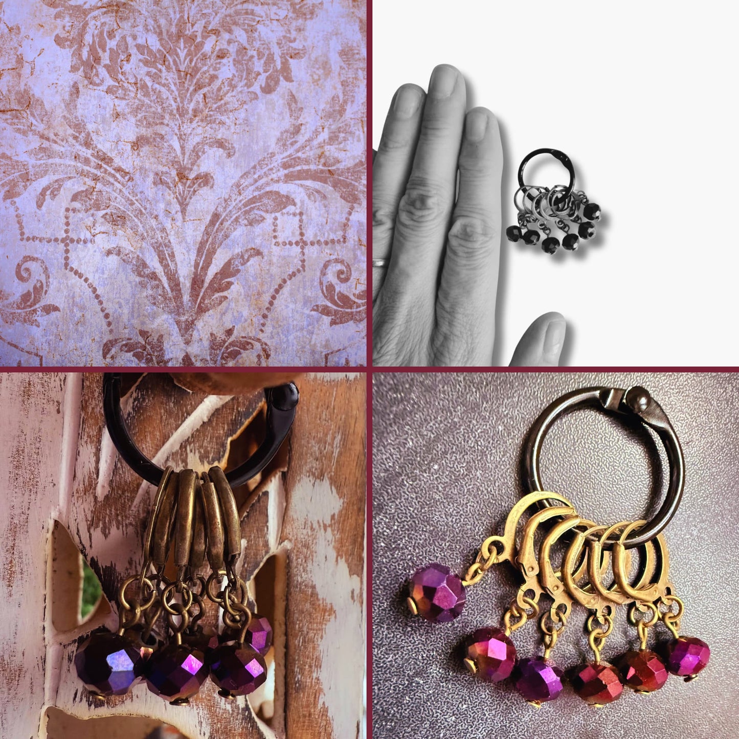 Purple Crystal Stitch Markers - Night Gems