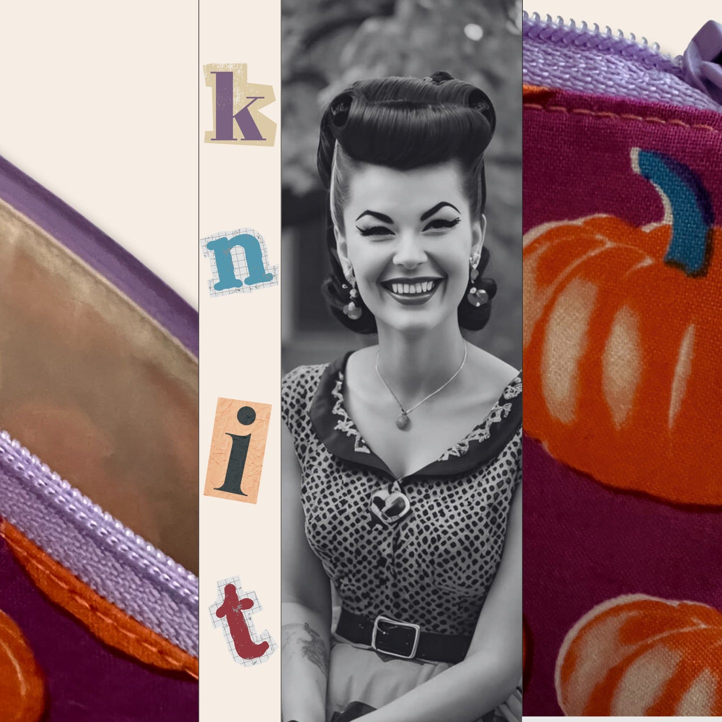 Pumpkin Project bag for Knitting and Crochet - Fabric by Ruby Star Society