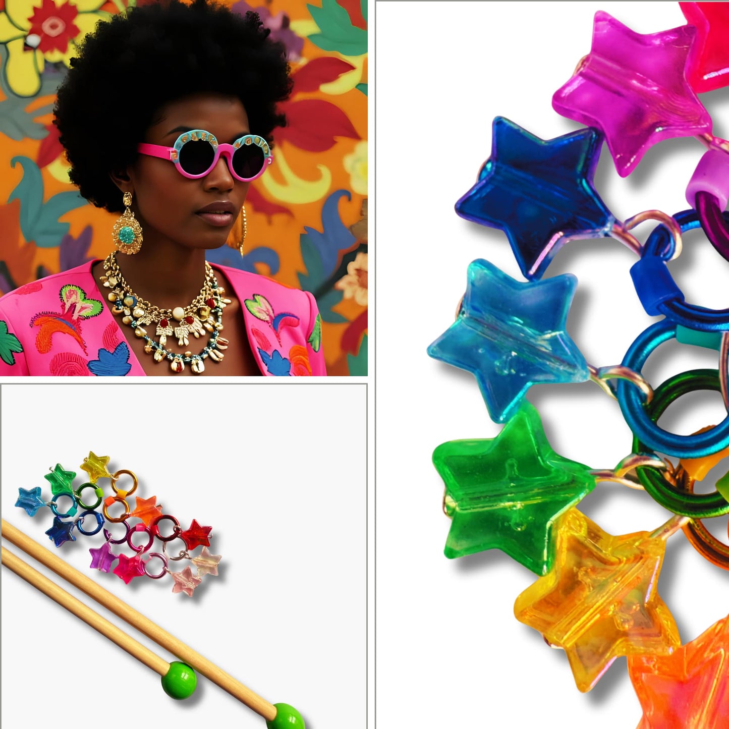 Star Stitch Markers for Knitting -Disco Star