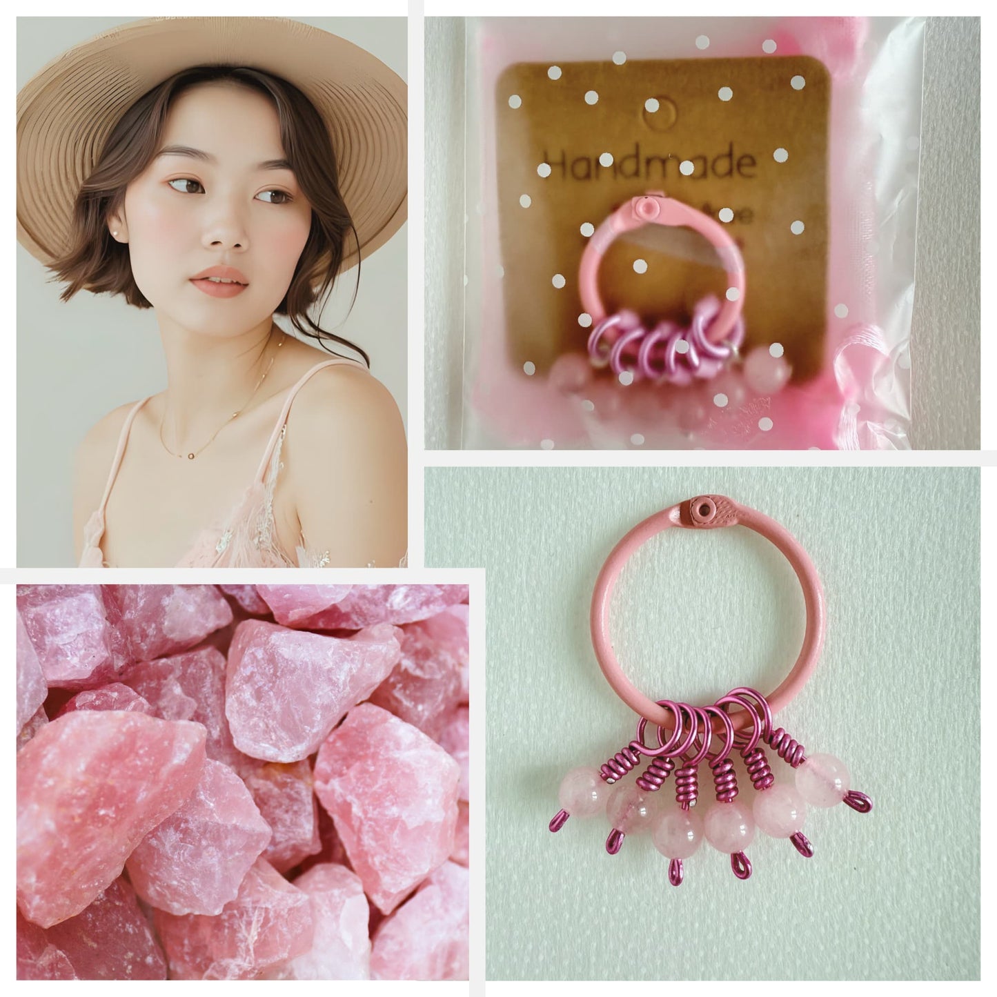 Rose Quartz Stitch Markers - Blush