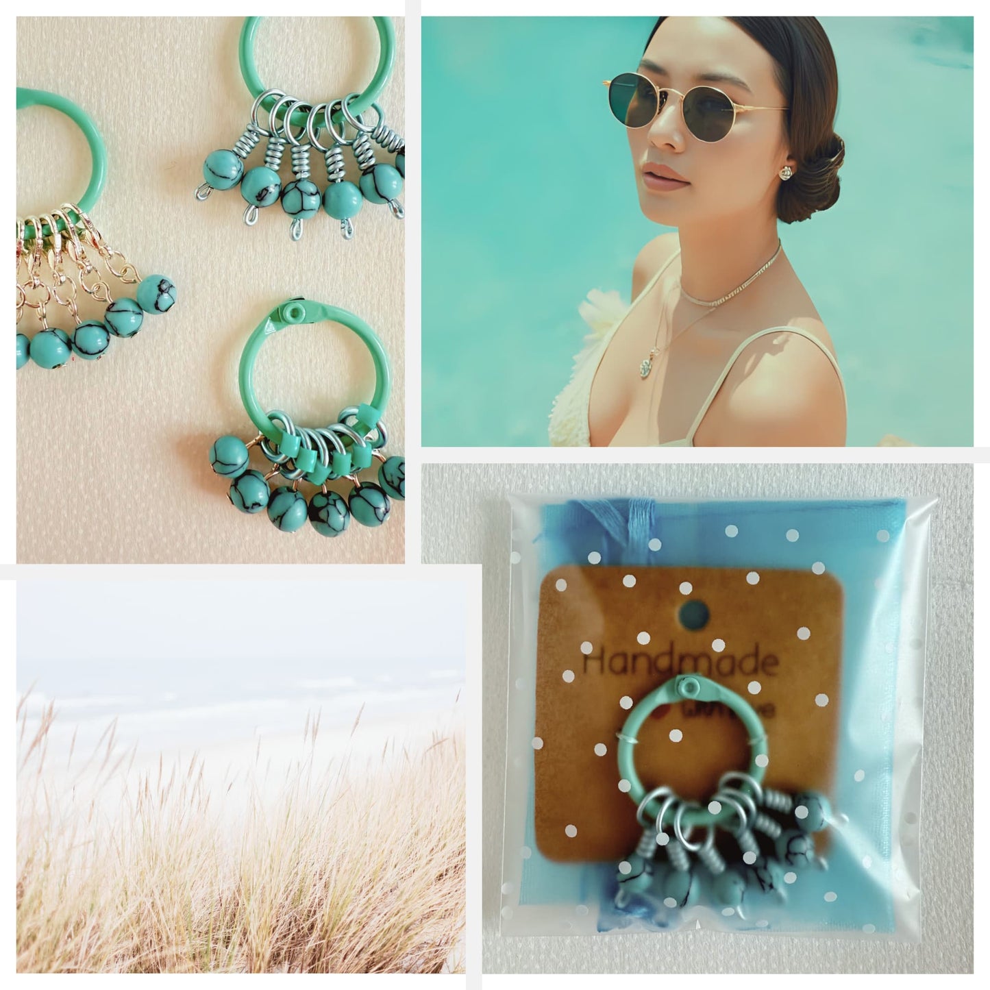 Turquoise Stitch Markers - Pool
