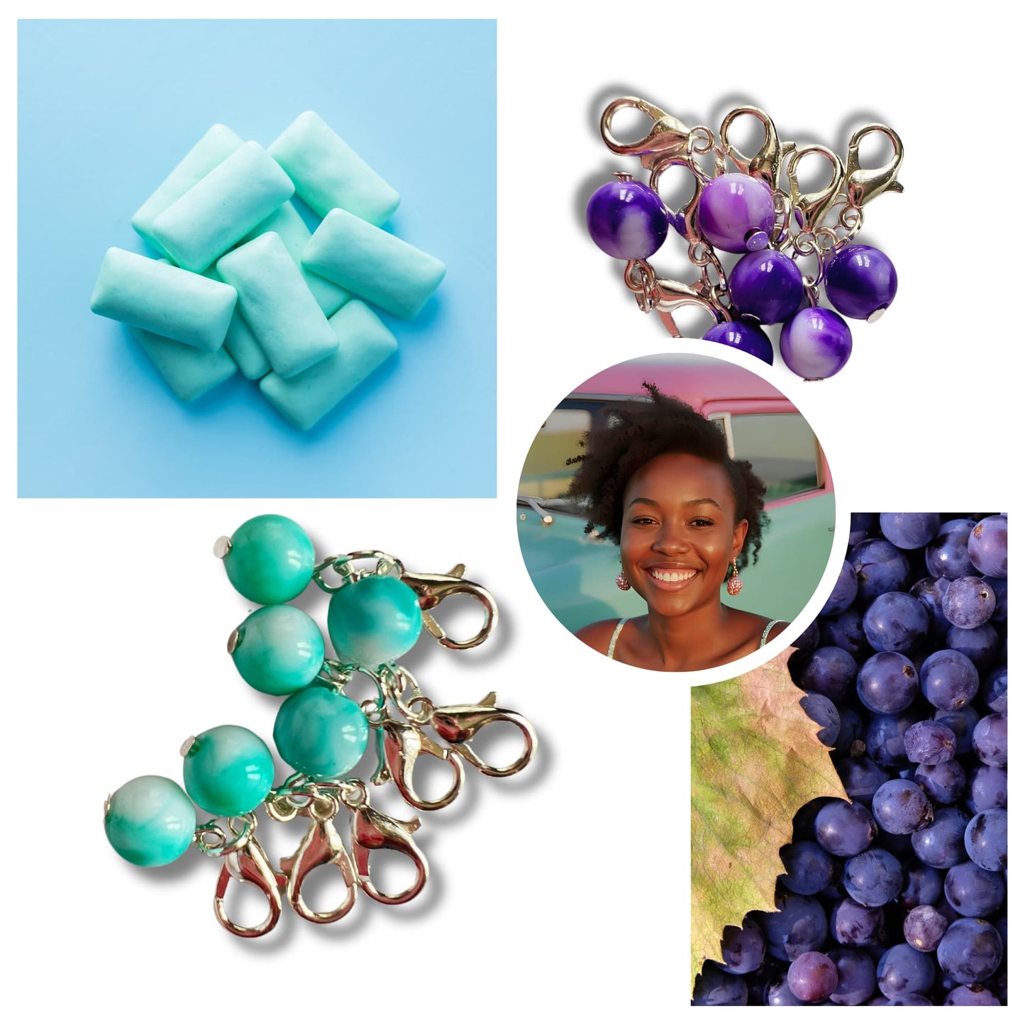Crochet Stitch Markers - Spearmint and Grape
