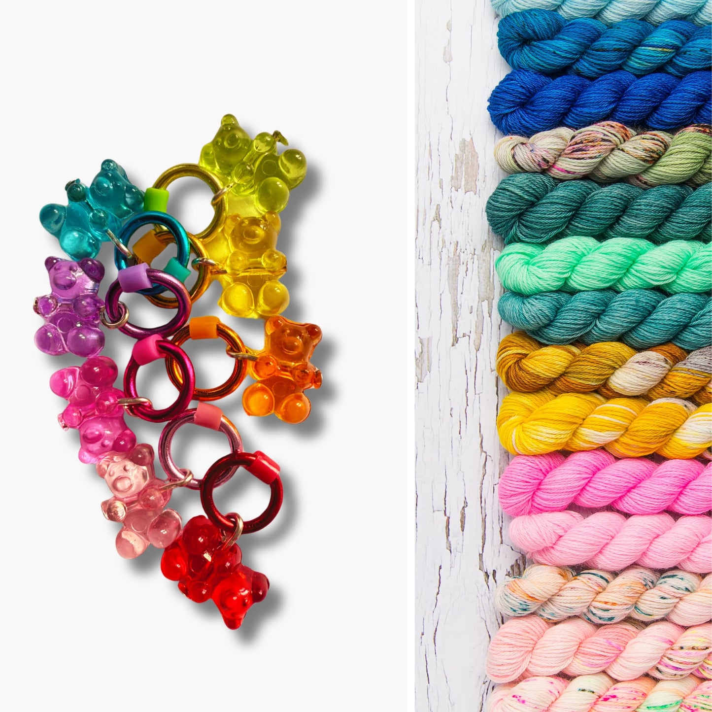 Rainbow Gummy Bear Stitch Markers - Cute Knitting Accessories in Vibrant Colors