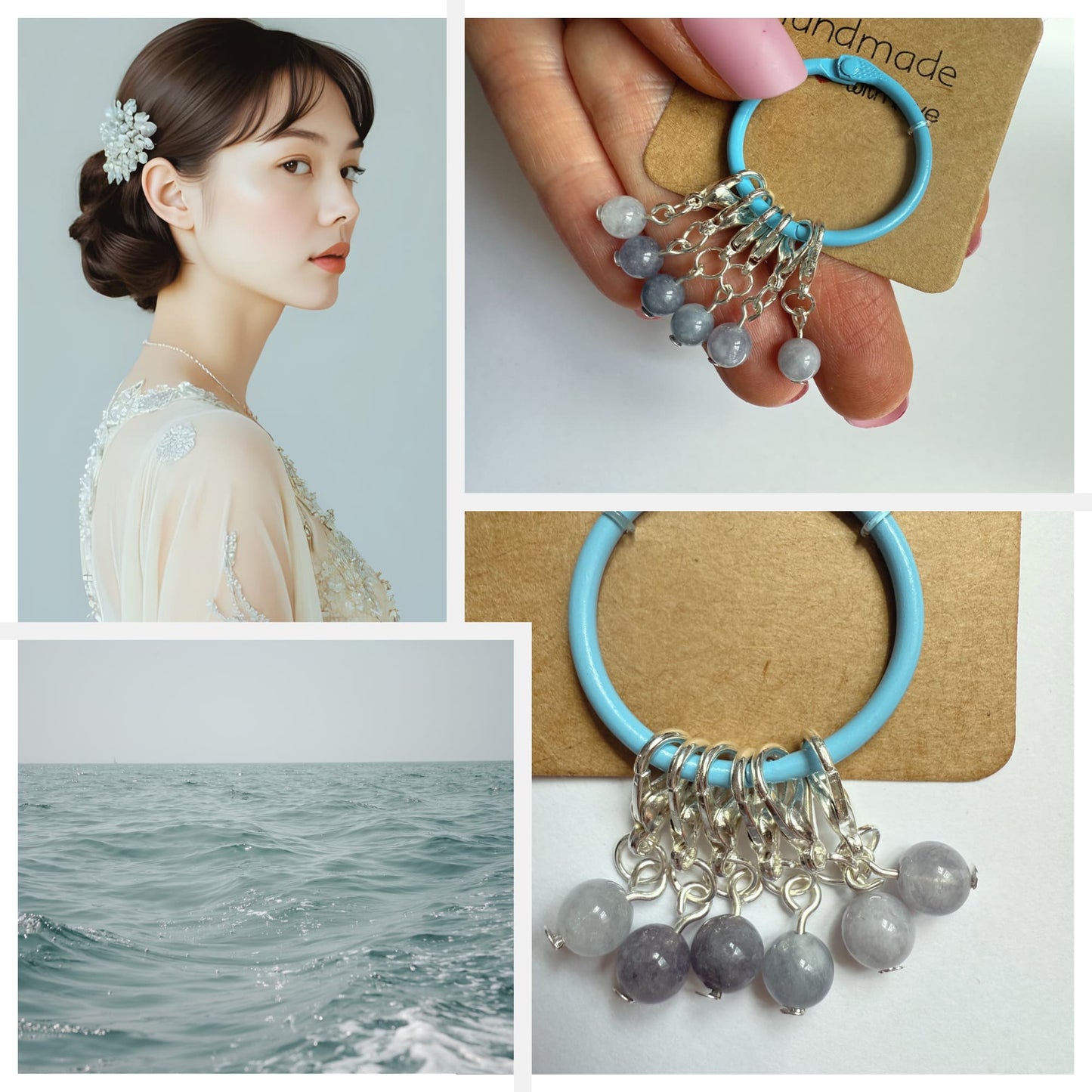 Aquamarine Stitch Markers - Sea