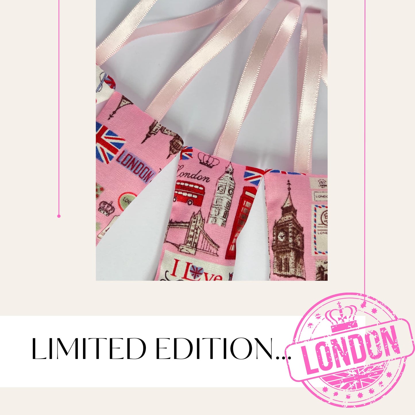 Aromatic Lavender Sachets in Pink London print - Sugar London