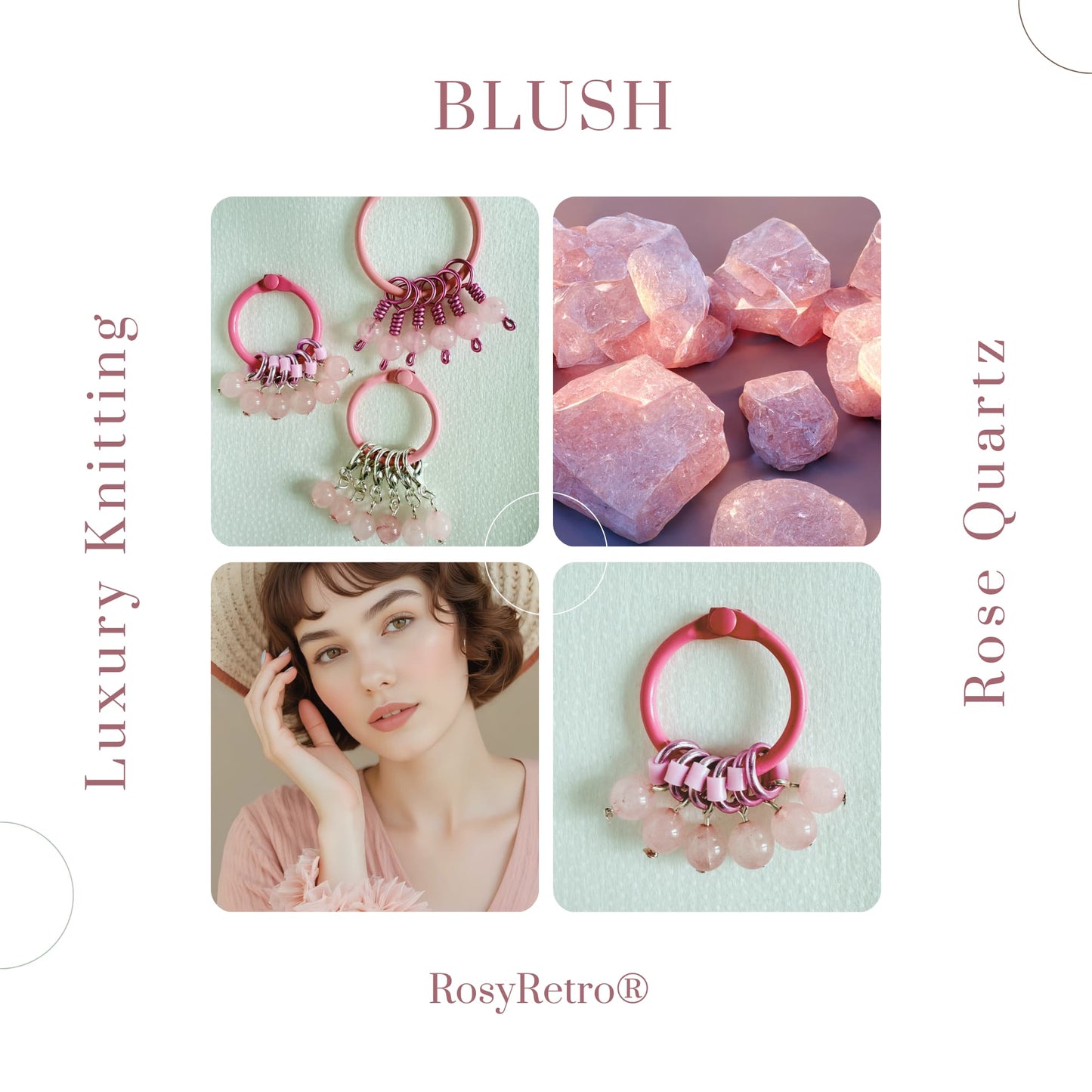 Rose Quartz Stitch Markers - Blush