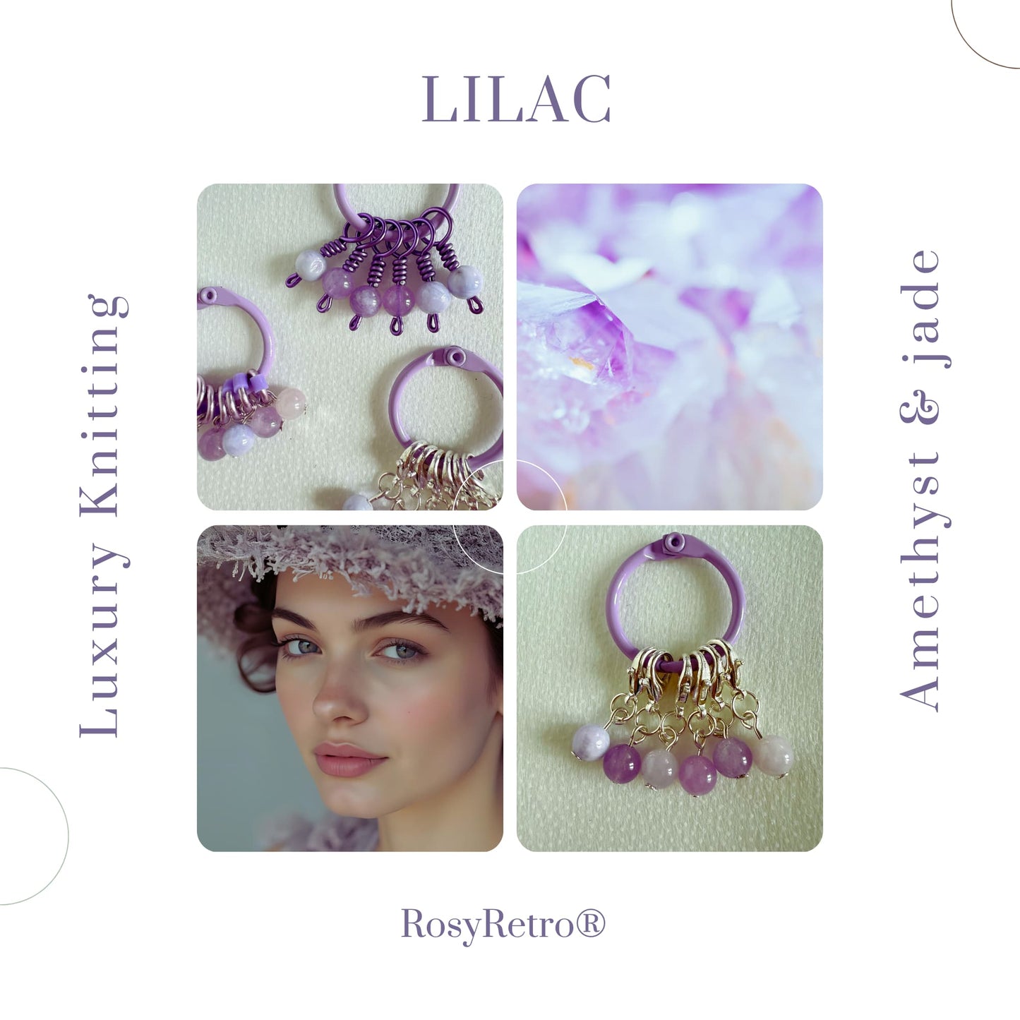 Amethyst and jade Stitch Markers - Lilac