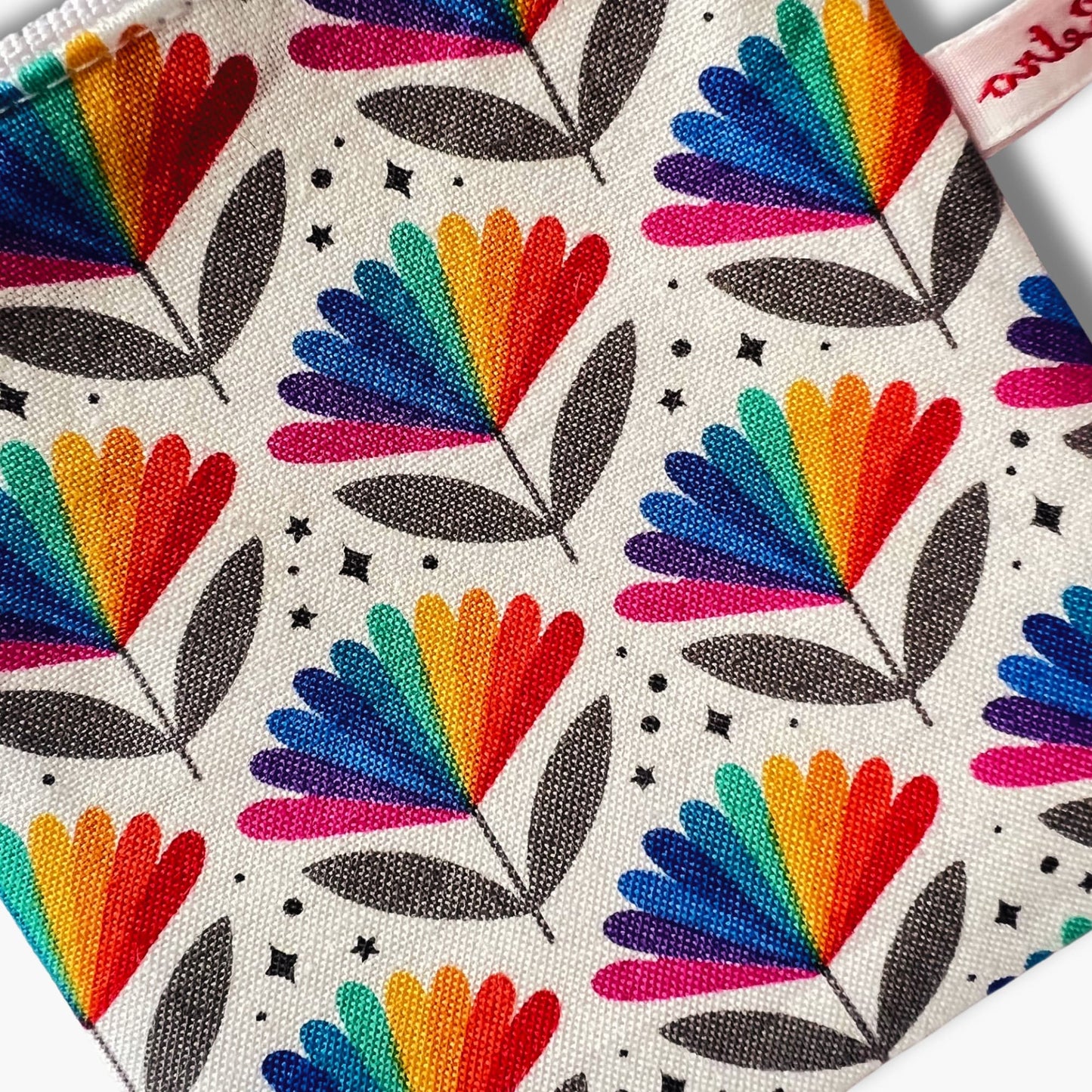 Rainbow Floral Print Zippered Knitting Notions Pouch - Flower a GoGo