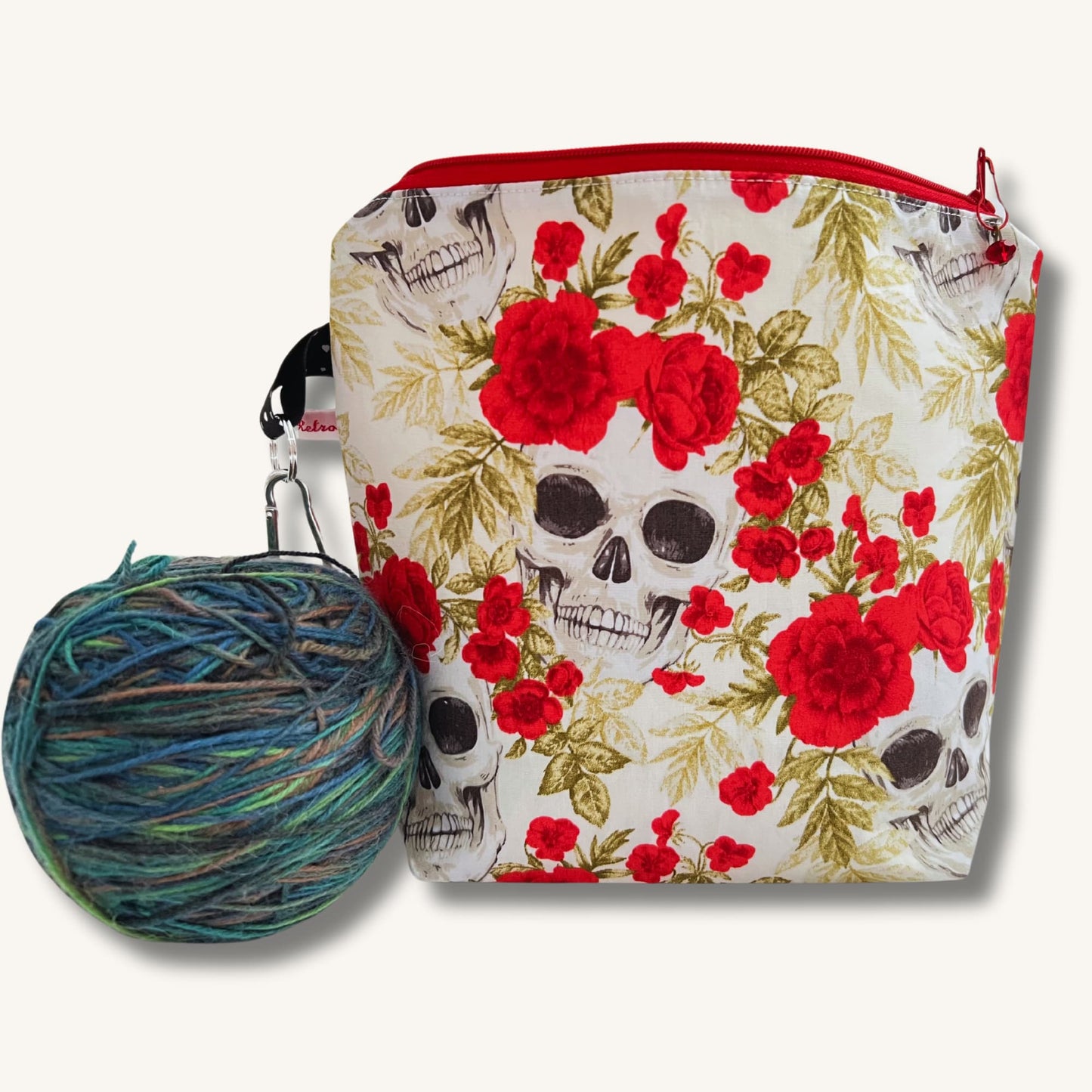 Knitting Project Bag, Dia de Muertos - Rockabilly, Day of the Dead Bag