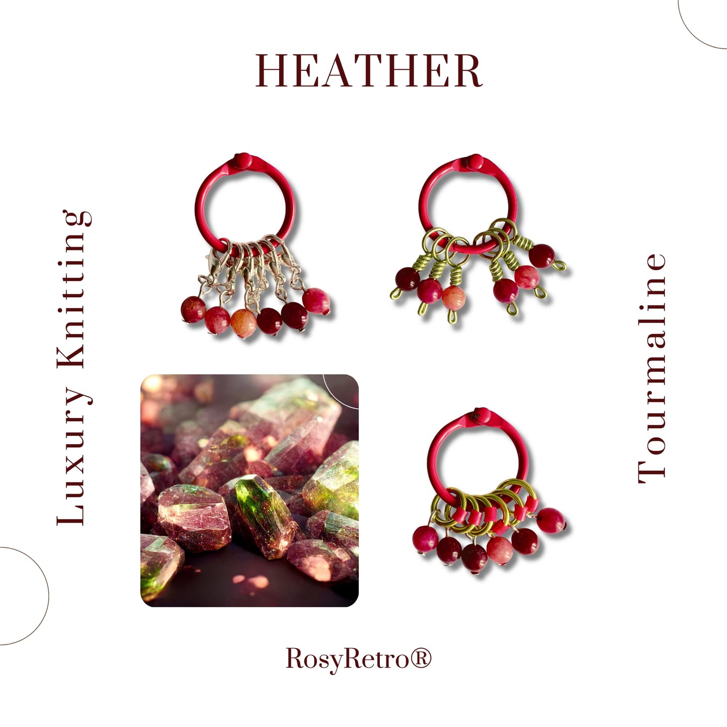 Tourmaline Stitch Markers - Heather