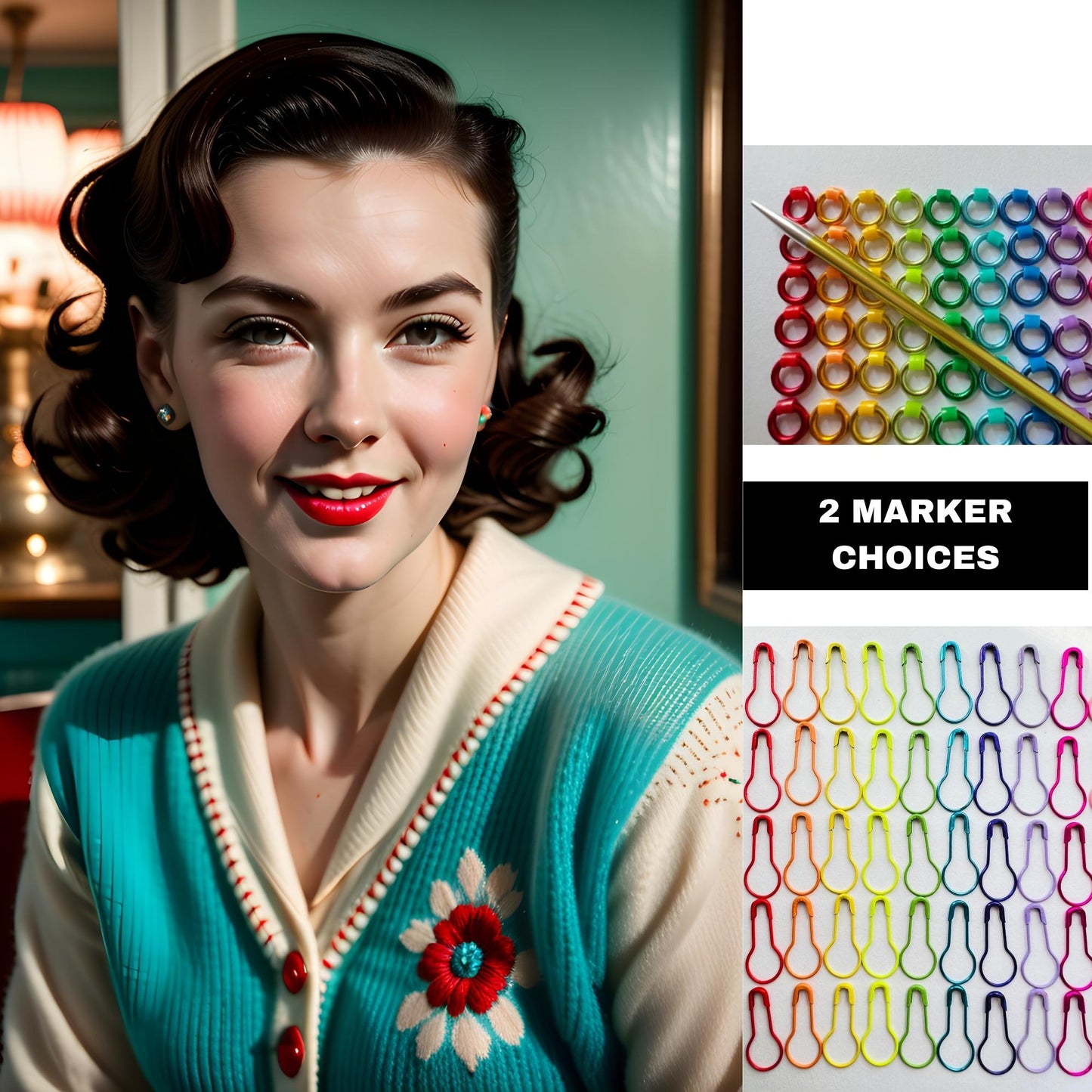 Knitting Stitch Markers Set 40 Markers and tin - Rainbow Yarn