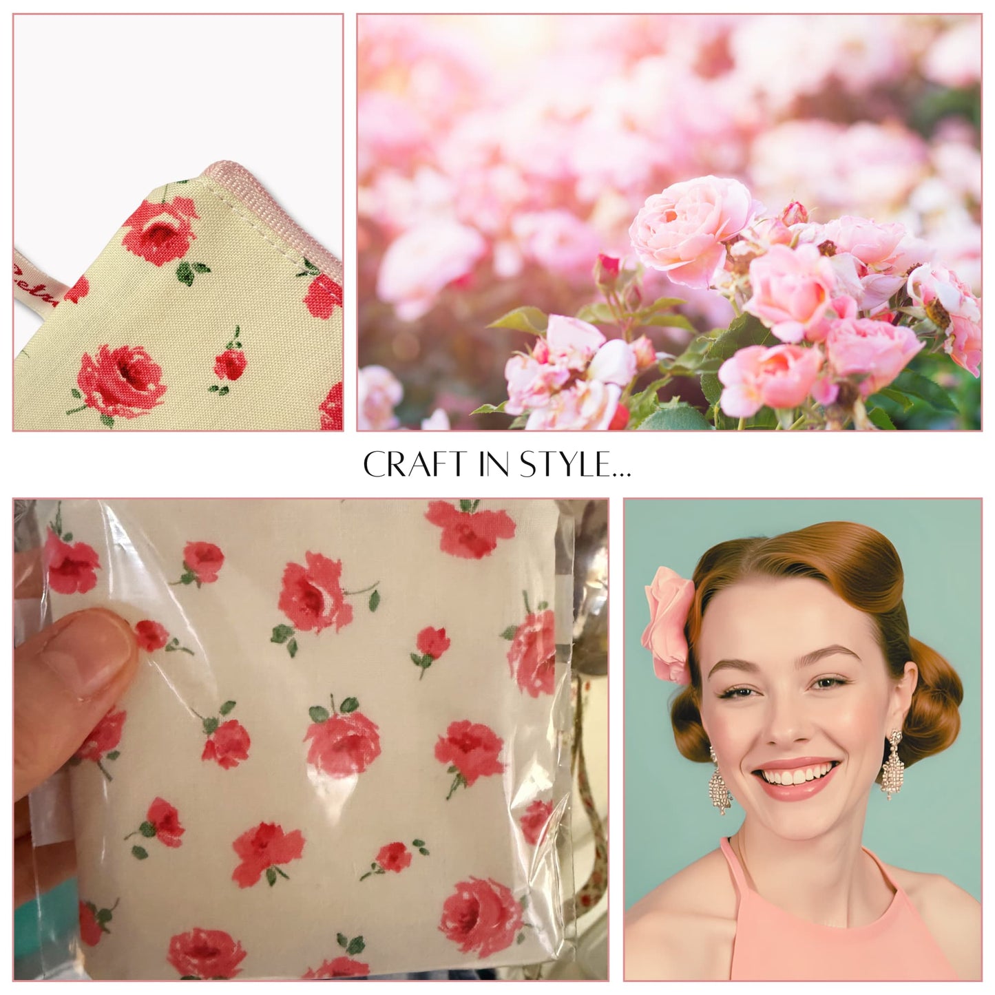 Liberty Fabric Mini Floral Rose Knitting Case for Portable Projects