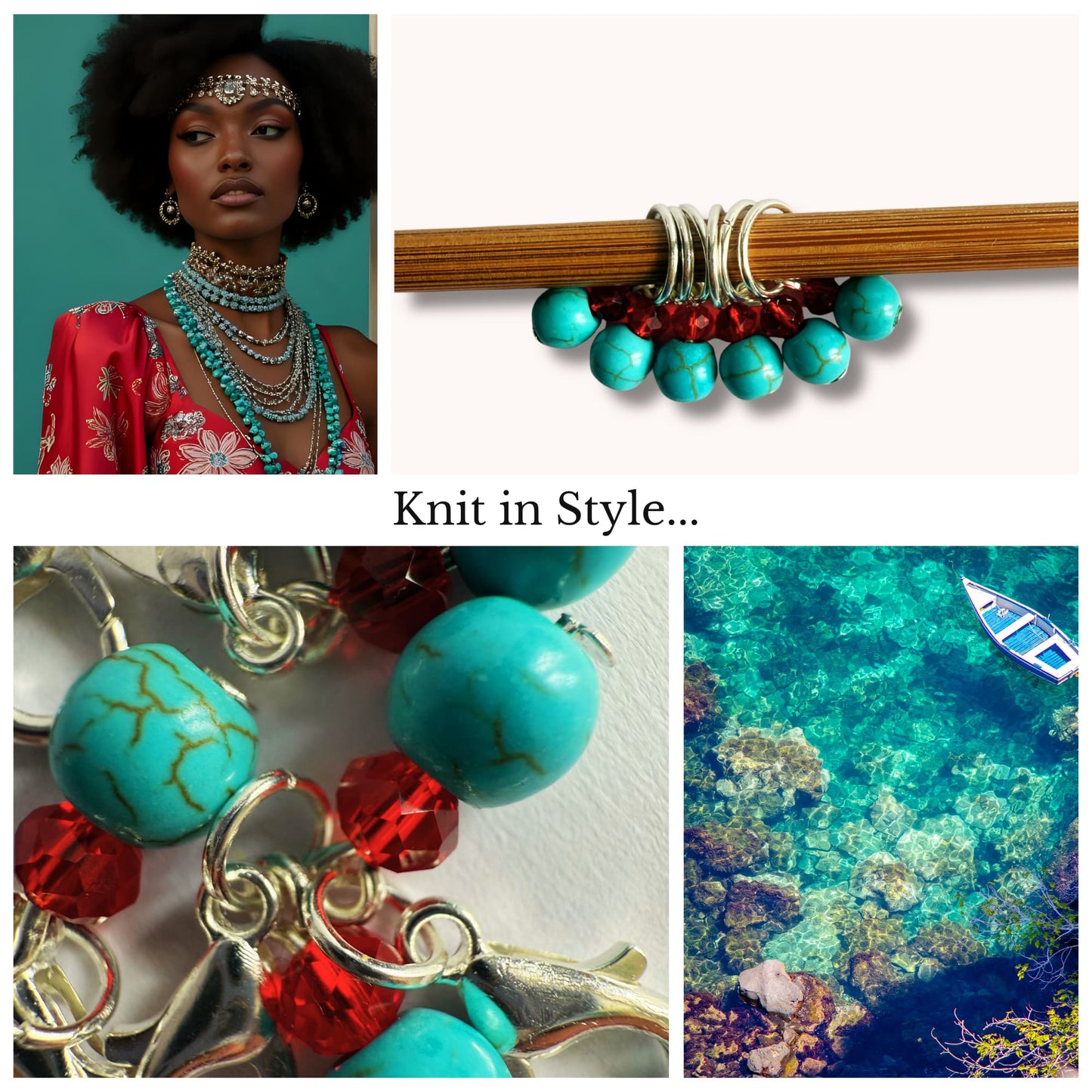 Turquoise Stone Stitch Markers - La Dolce Vita