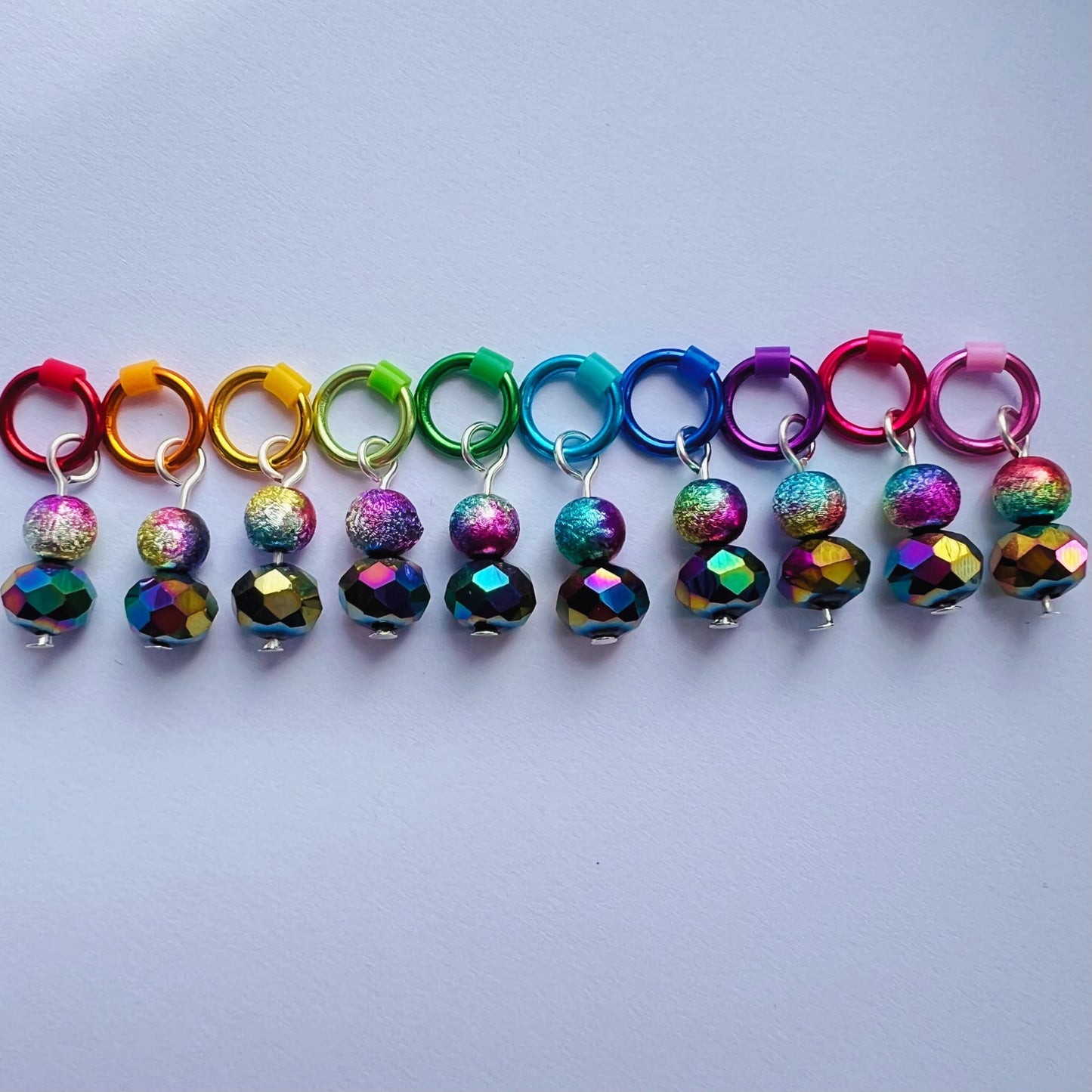 Rainbow Stitch Markers for Knitting - Festival of Colour