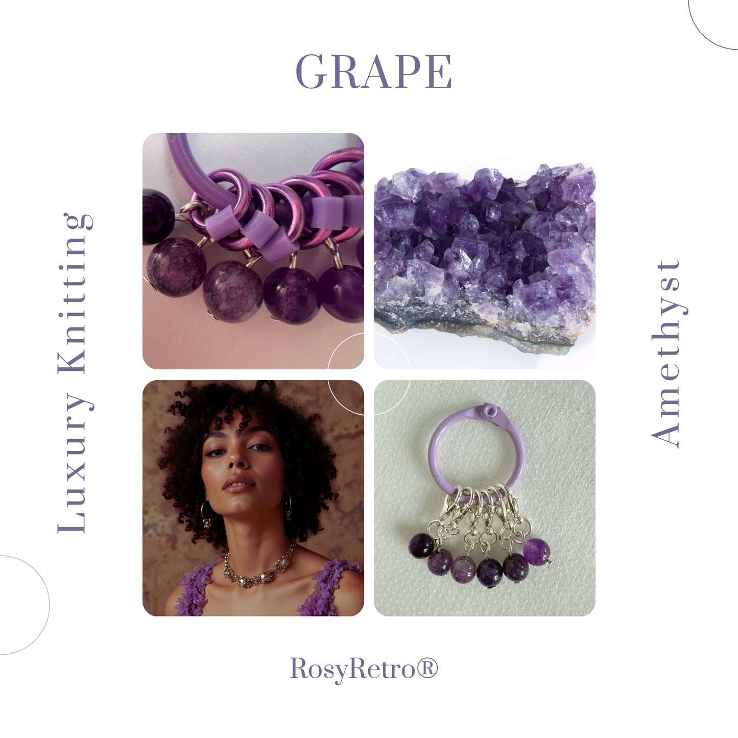 Amethyst Stitch Markers - Grape