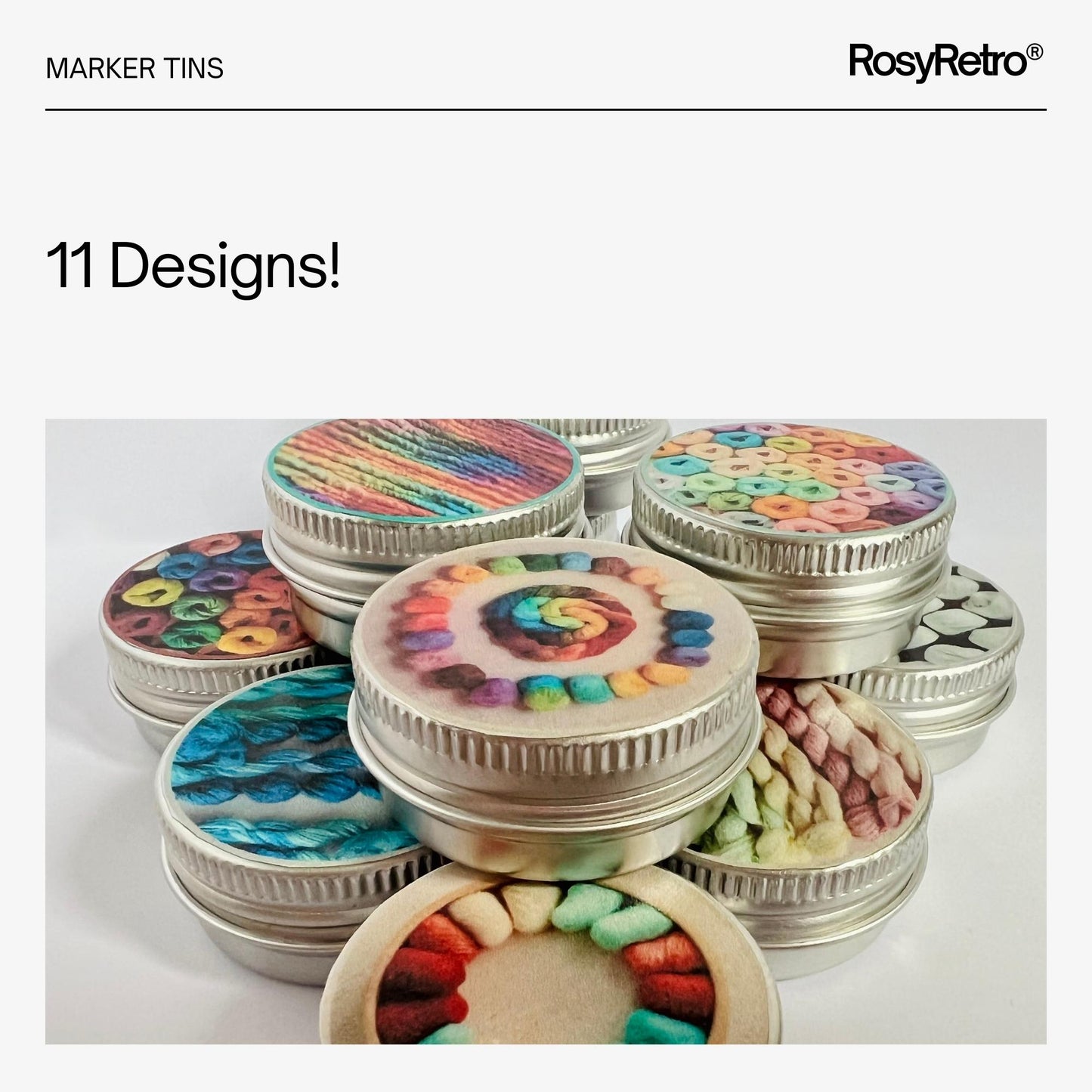 Knitting Stitch Marker Tin Set 40 Markers and tin - Rainbow Yarn
