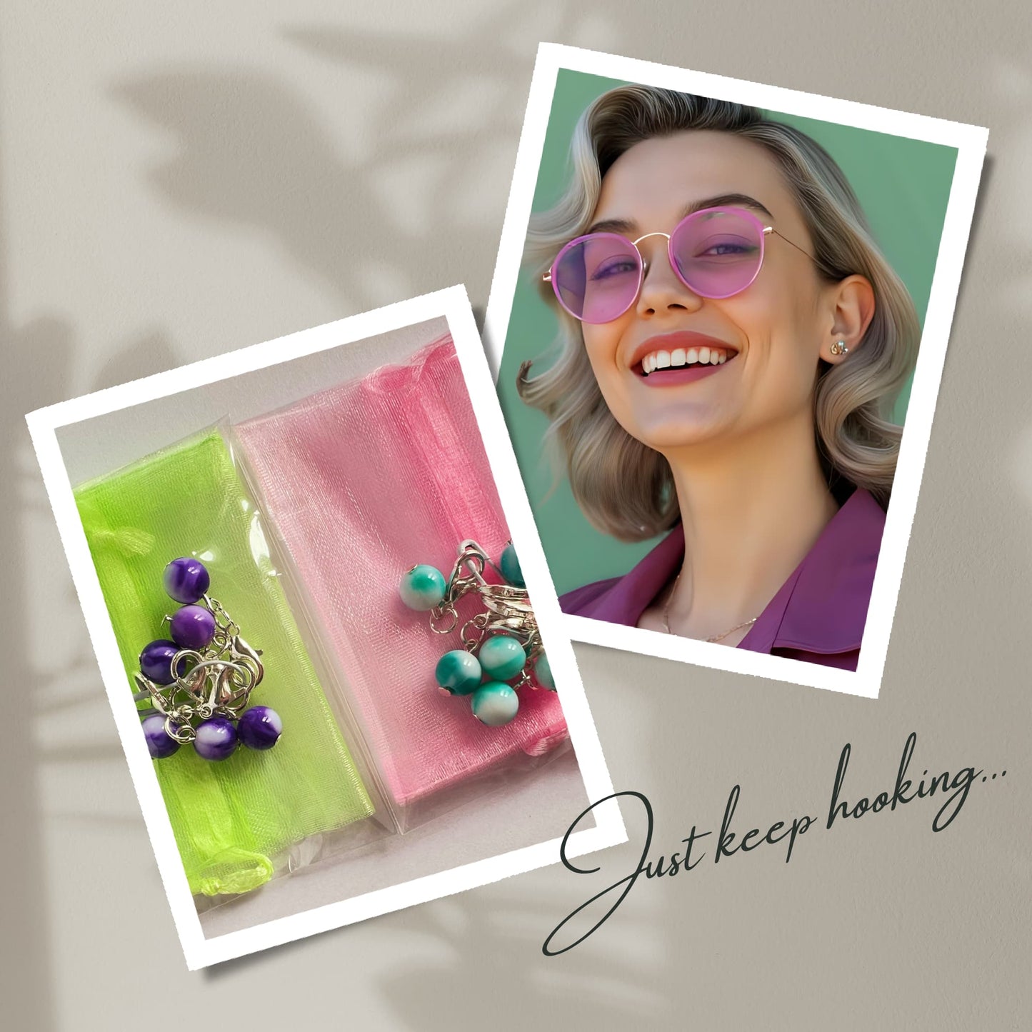 Crochet Stitch Markers - Spearmint and Grape