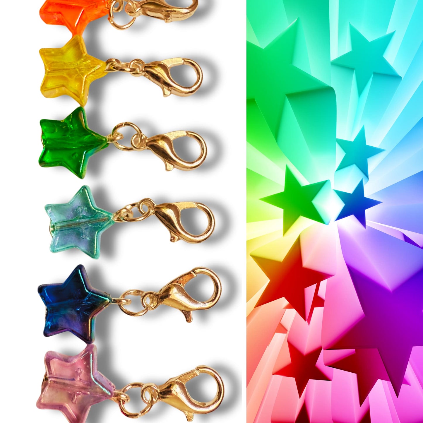 Rainbow Crochet Stitch Markers - Disco Stars