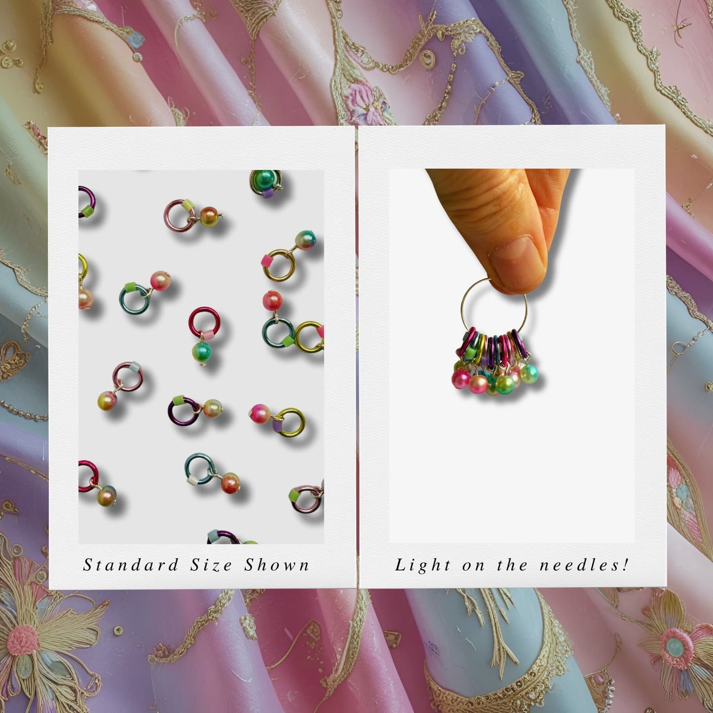 Knitting Stitch Markers in Rainbow Pastels, Snag Free - Unicorn Tears