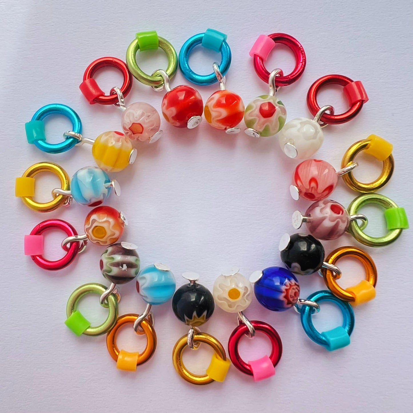 Millefiori Glass Knitting Stitch Markers -Tokyo Pop!