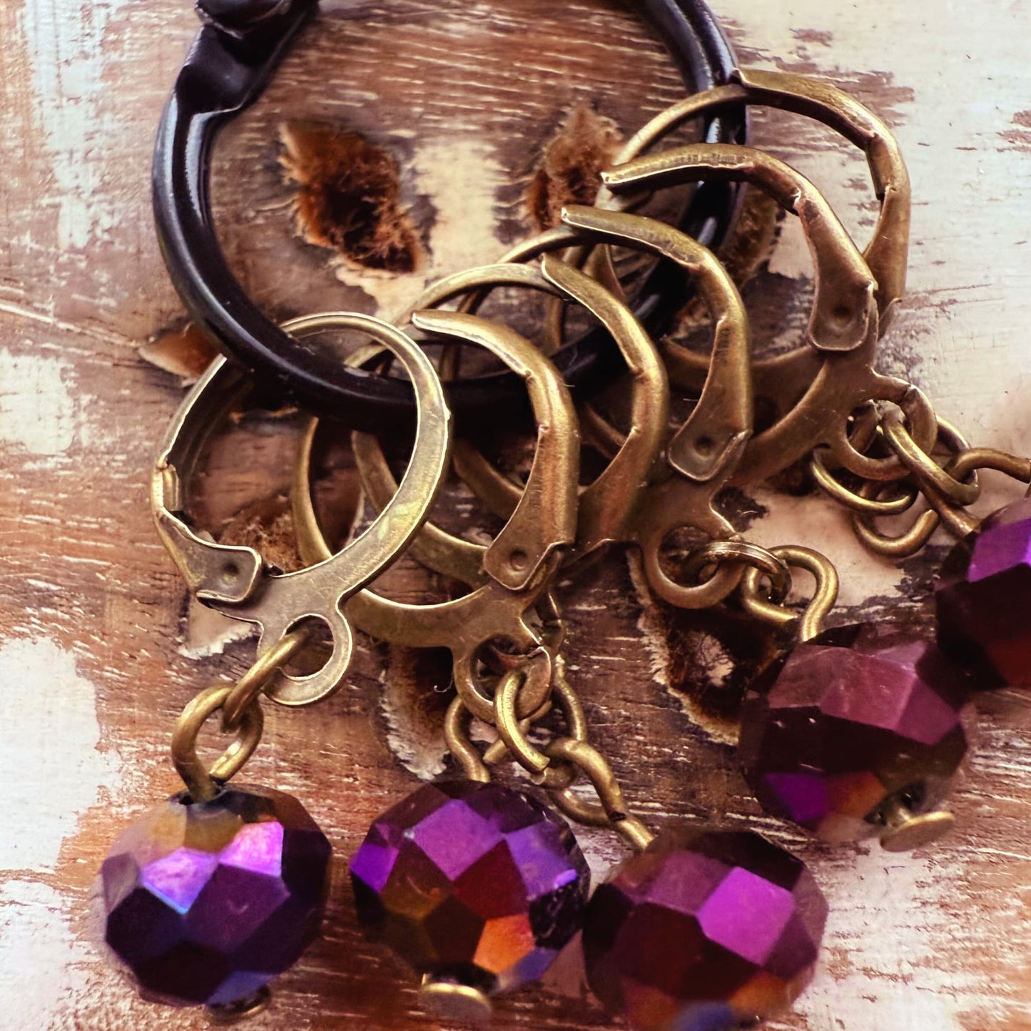 Purple Crystal Stitch Markers - Night Gems