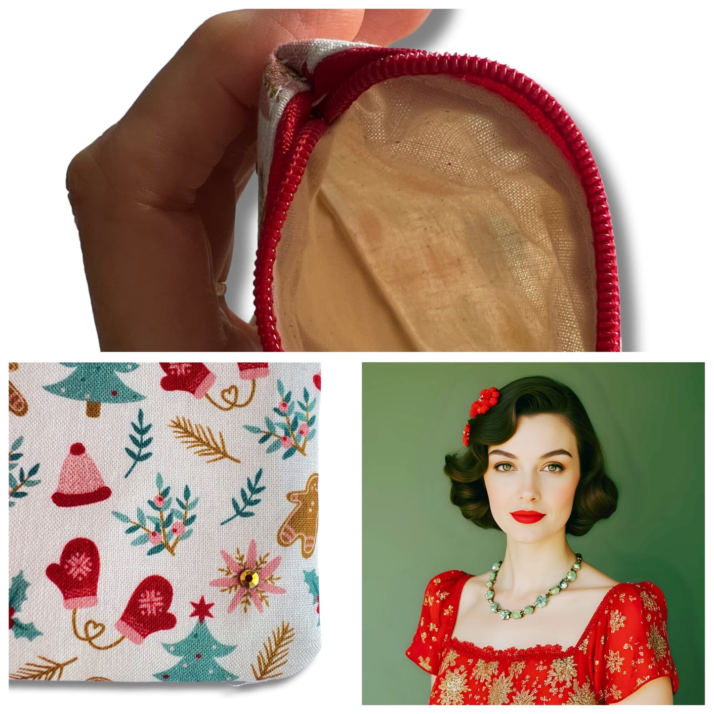 Christmas Knitting purse - Gingerbread Sparkle