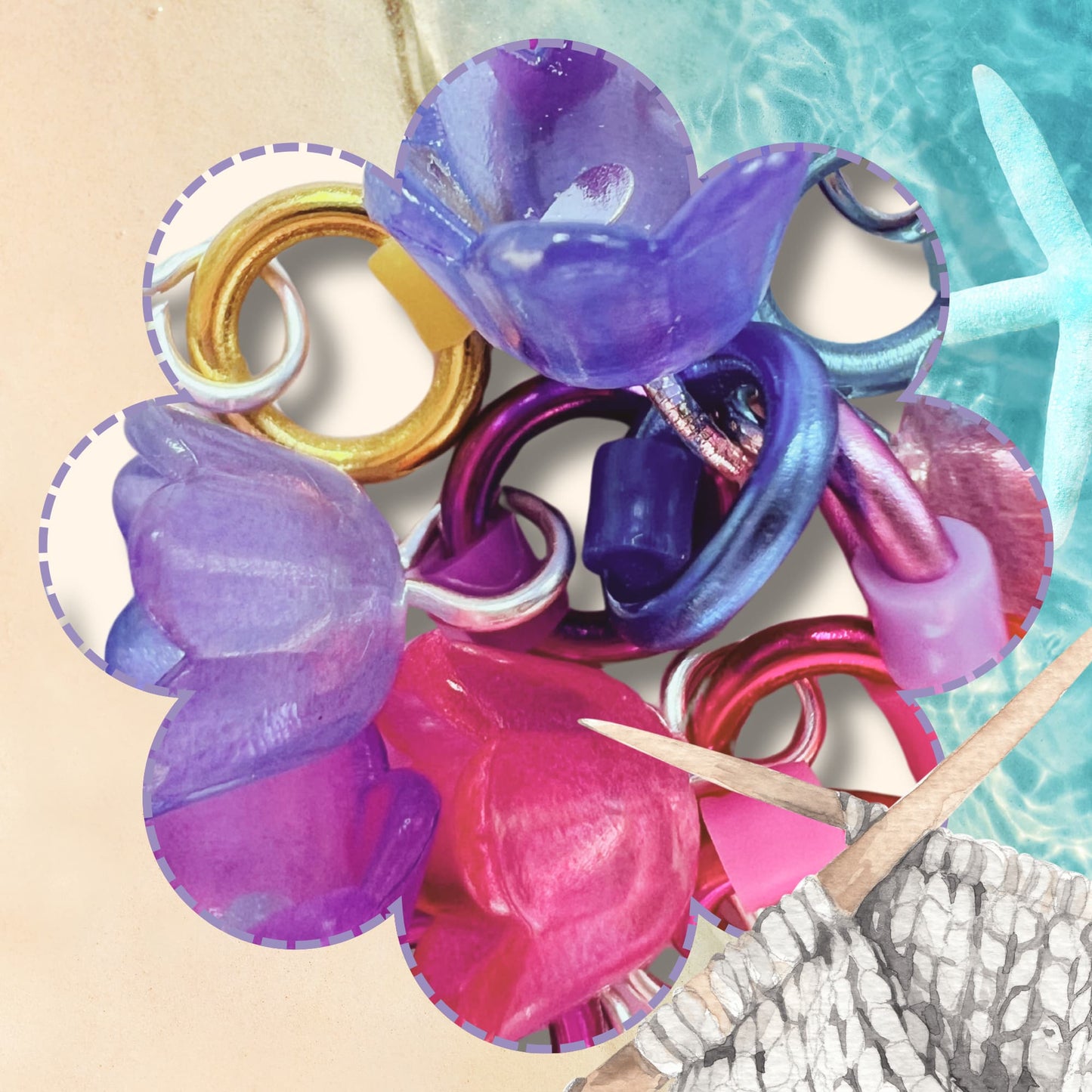 Flower Stitch Markers for Knitting - Summer Blooms
