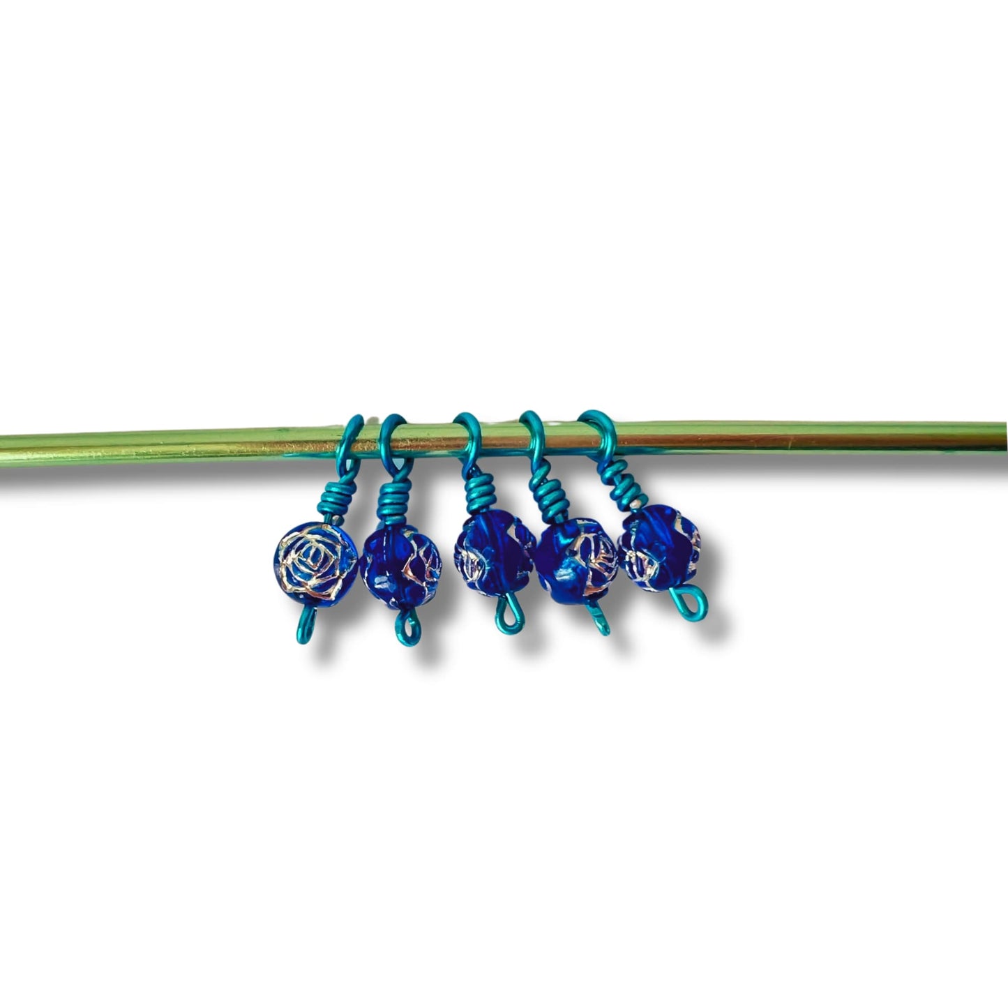Blue stitch markers for knitting - Silver Lining
