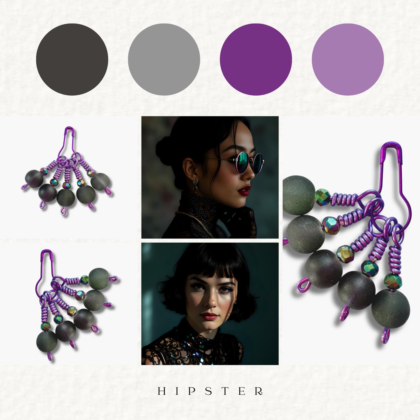 Black stitch markers for Knitting - Hipster