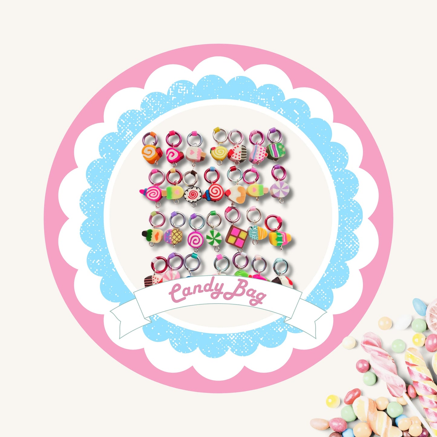 Candy Stitch Markers for Knitting, Snag-Free Knitting Rings - Candy Bag