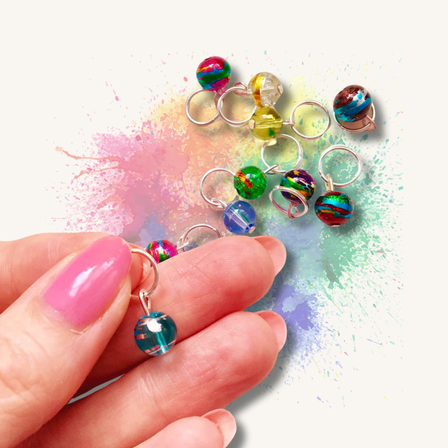 Rainbow Knitting Stitch Markers, Glass - Bombay Summer