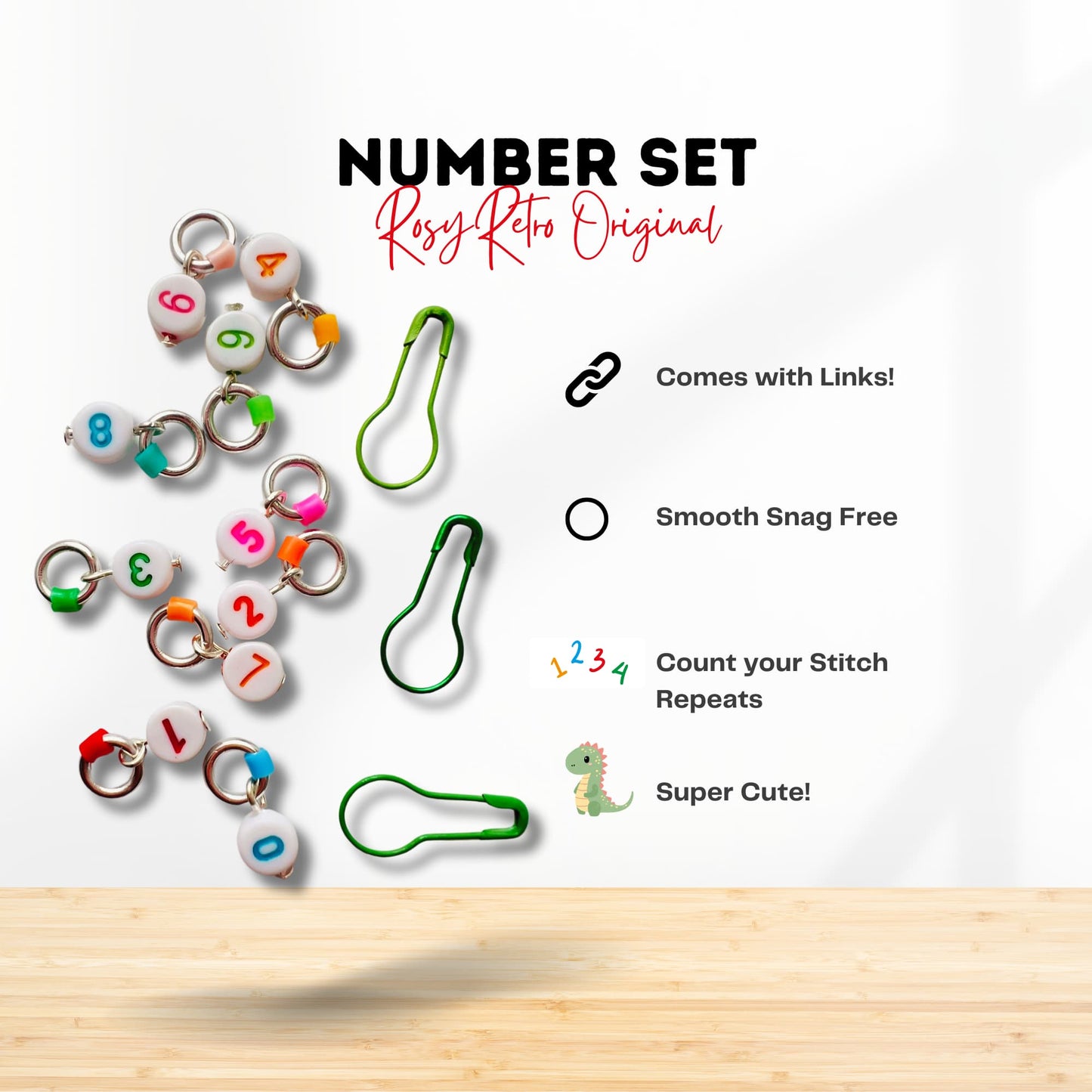 Number Stitch Markers for Knitting with links - Number Links