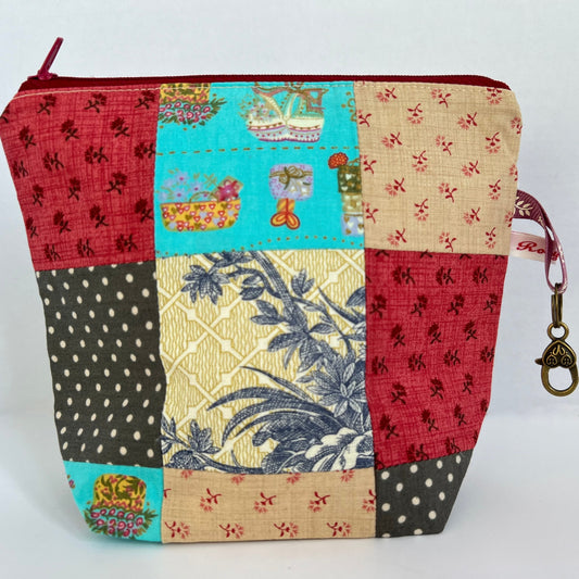 Cute Patchwork Knitting Notions Bag - Roomy Storage for Knitting Supplies