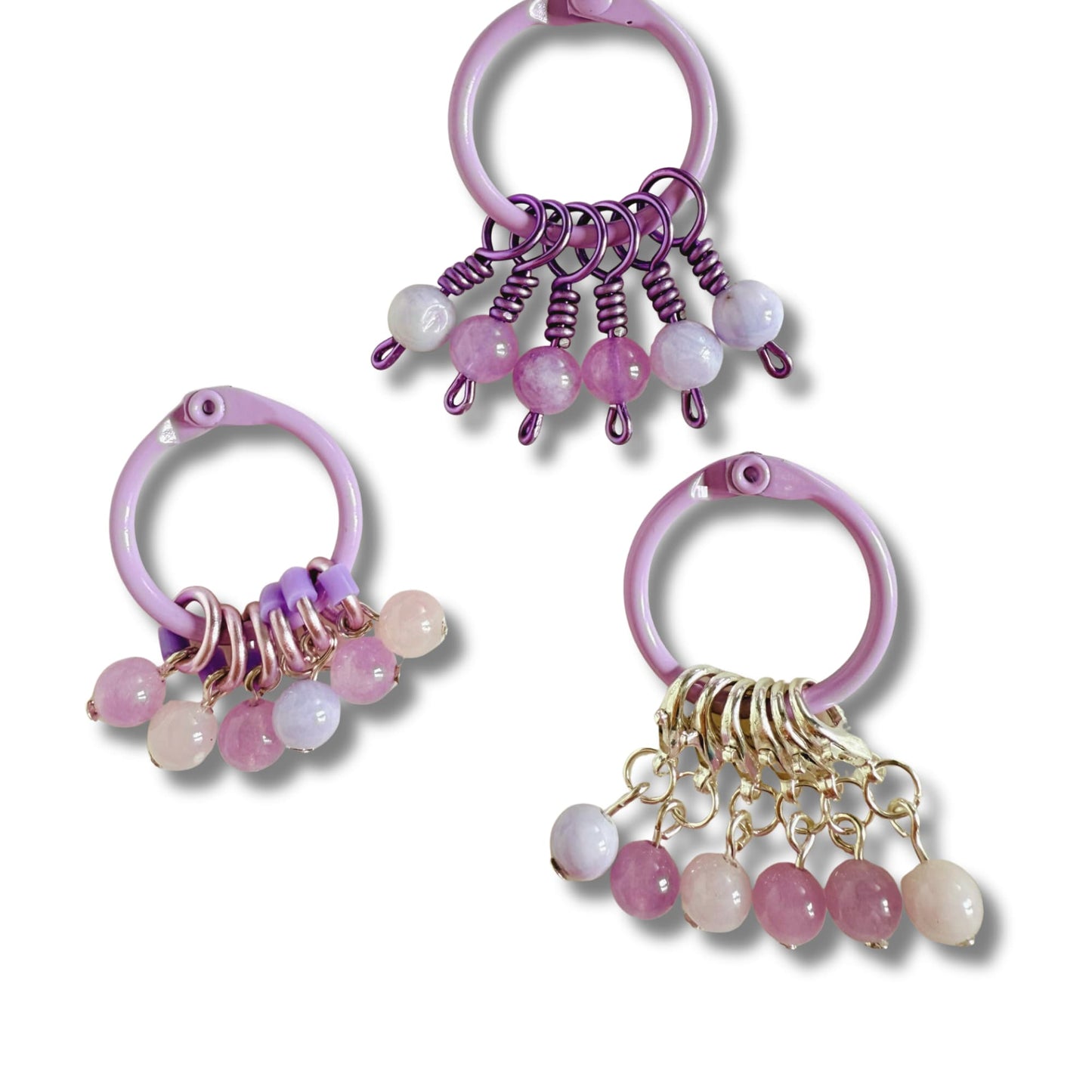 Amethyst and jade Stitch Markers - Lilac