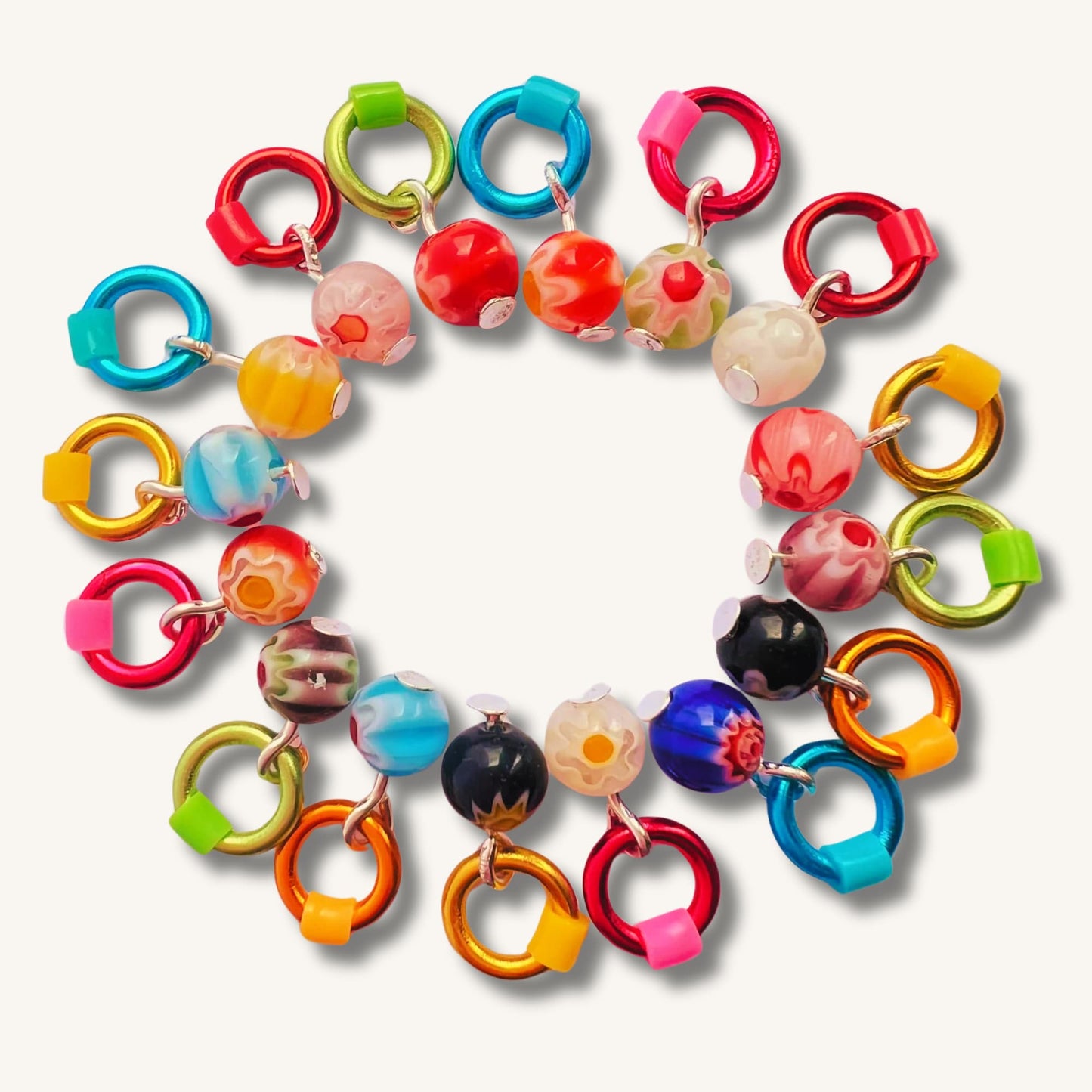 Millefiori Glass Knitting Stitch Markers -Tokyo Pop!