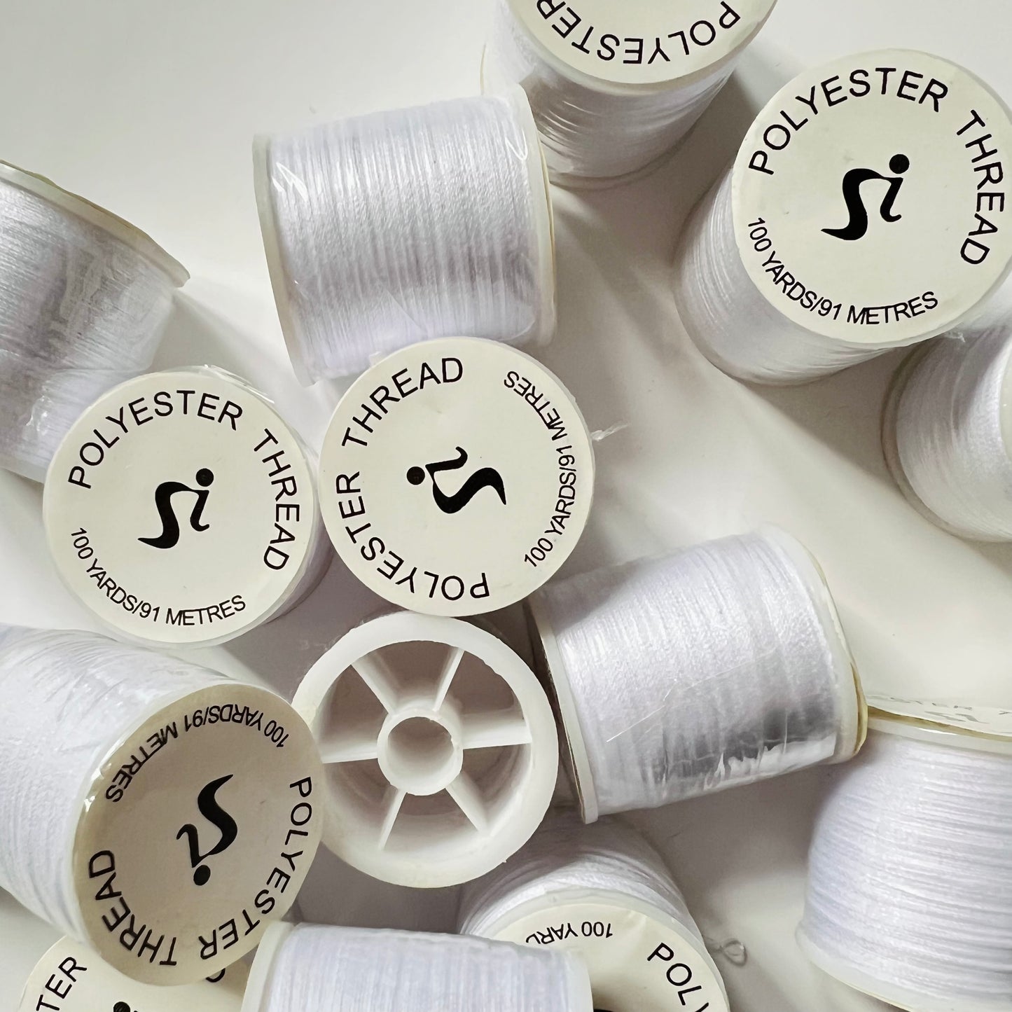 White Polyester Sewing Thread - 100 Yard Spools