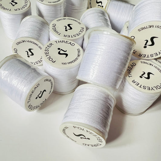 White Polyester Sewing Thread - 100 Yard Spools