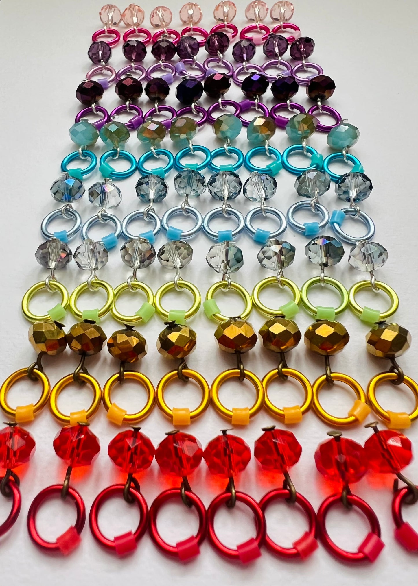 Crystal Glass Stitch Markers for Knitting, Snag Free - Enchanted Garden 1