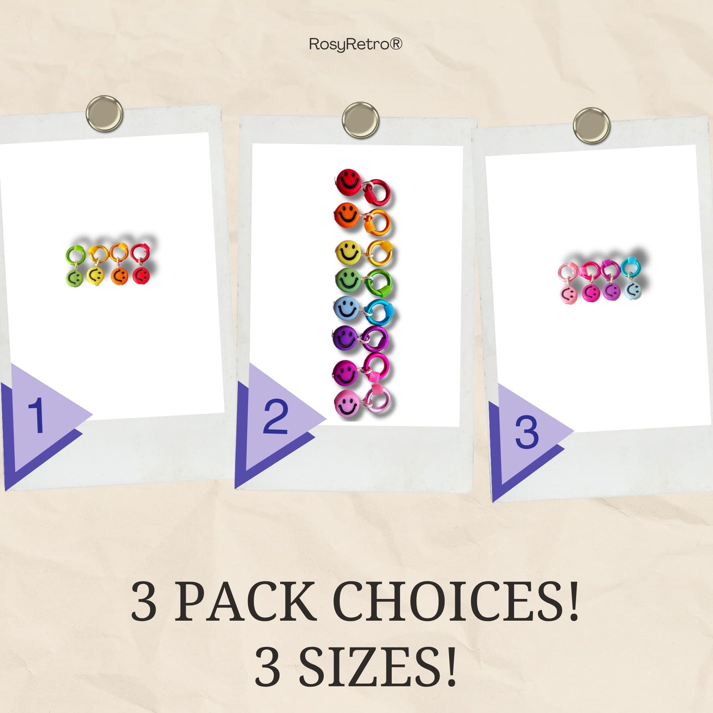 Rainbow Stitch Markers - Smiley Faces