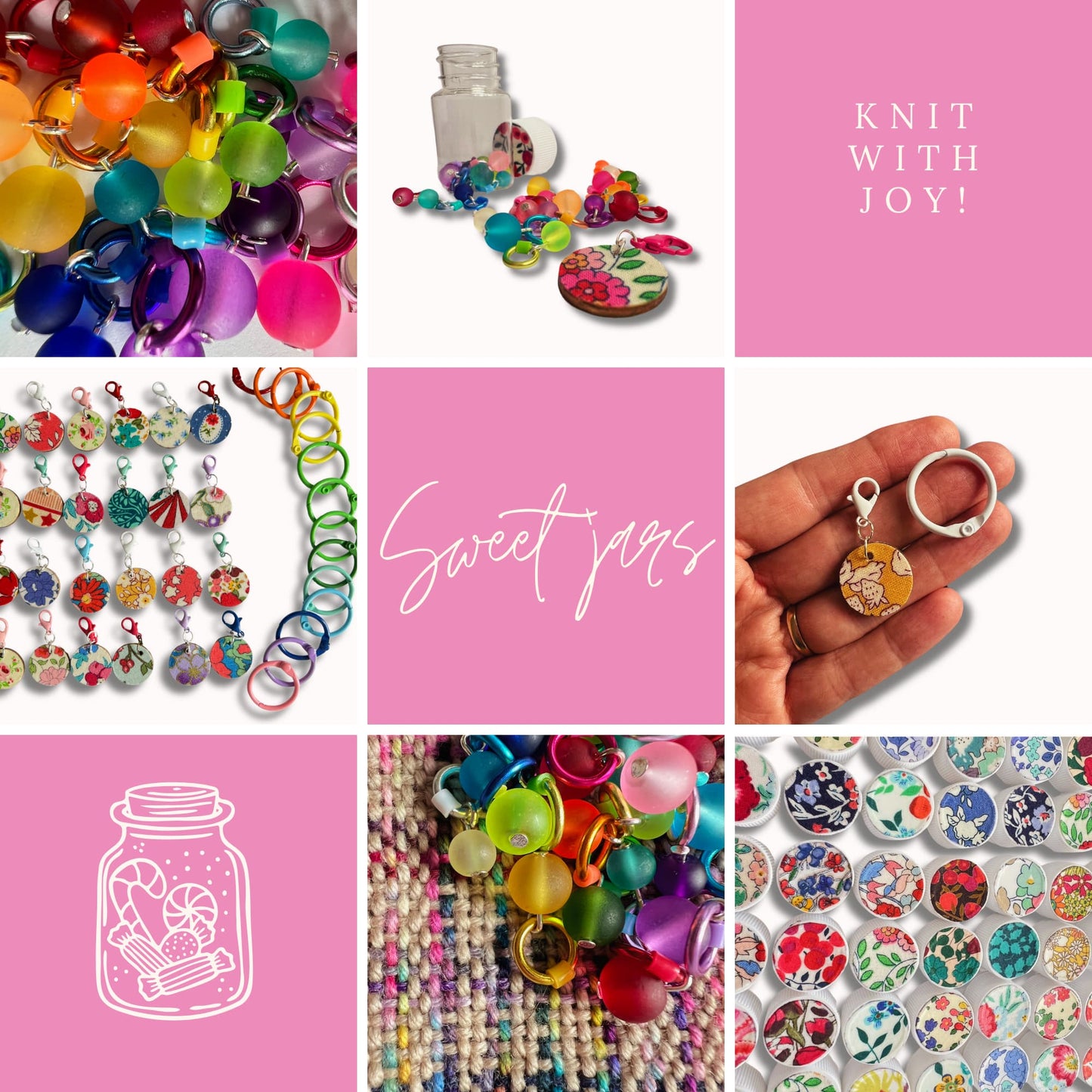 Knitting Set with Stitch Markers - Sweet Shop Jar