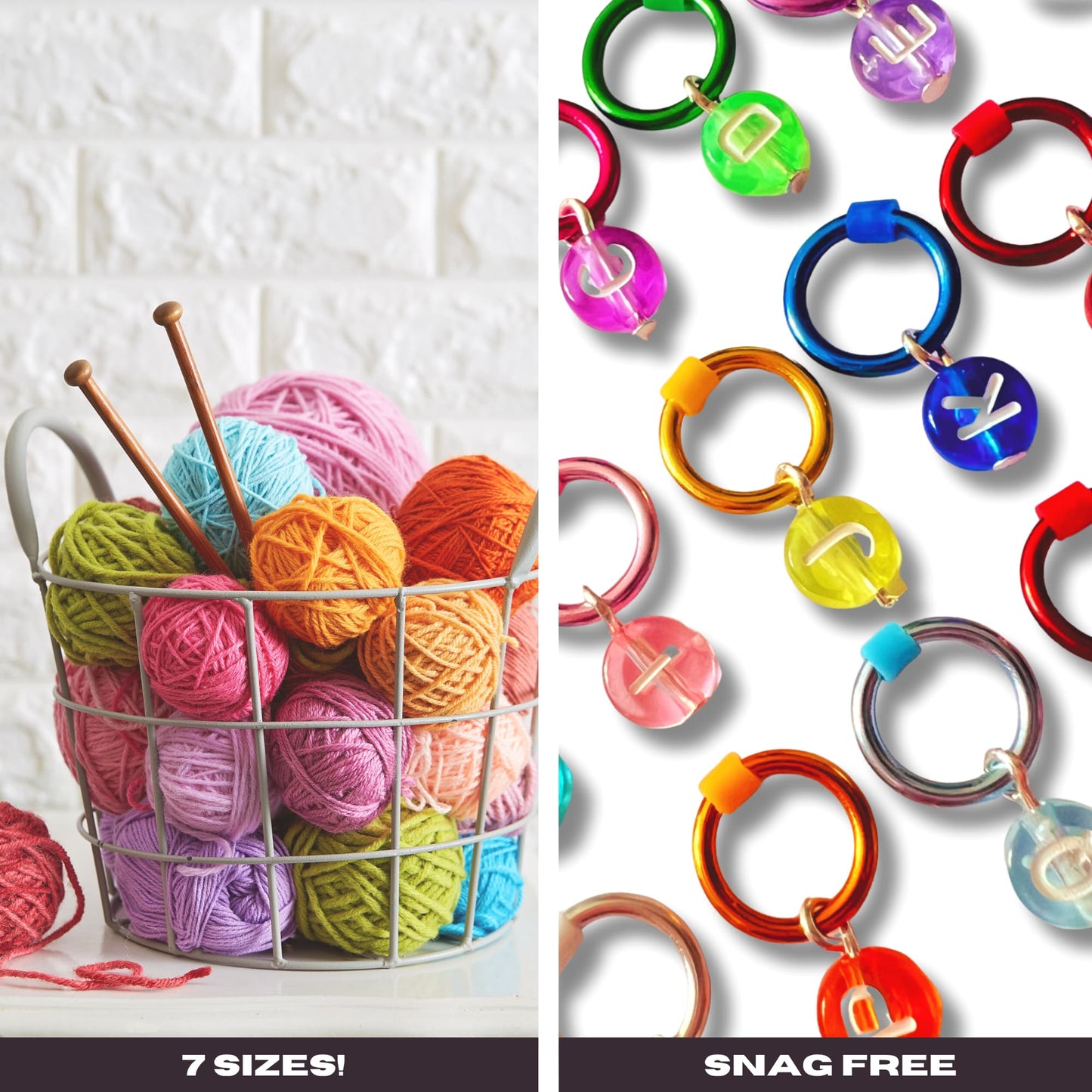 Alphabet Stitch Marker Set for Knitting -Jelly Brights