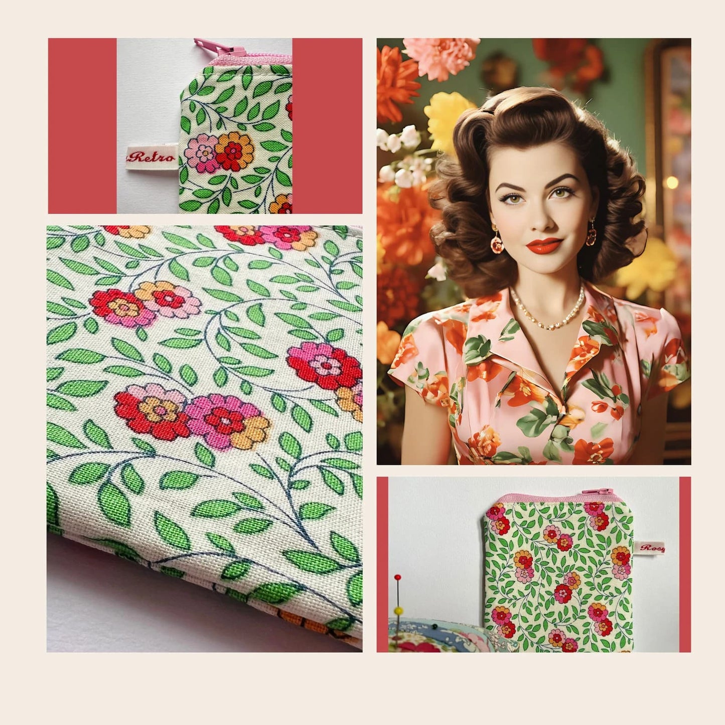 Liberty Fabric Storage pouch for Knitting - Trailing Marigold