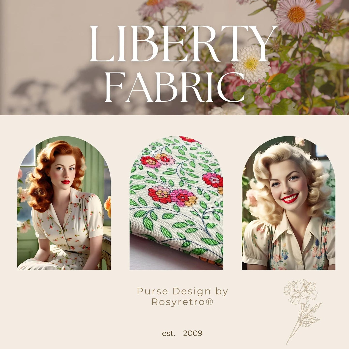 Liberty Fabric Storage pouch for Knitting - Trailing Marigold