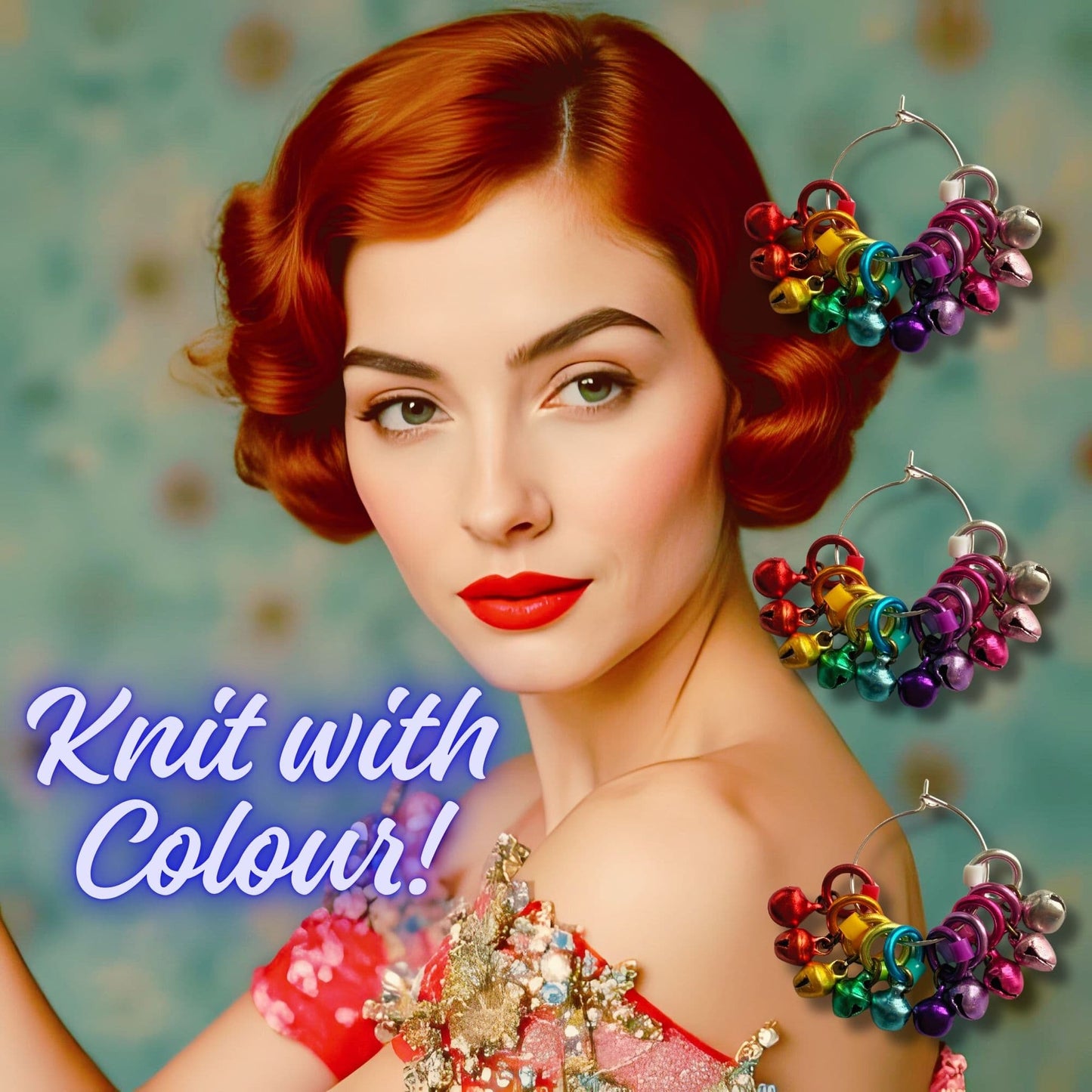 Christmas Knitting Stitch Markers, Rainbow Set - Fairy Bells