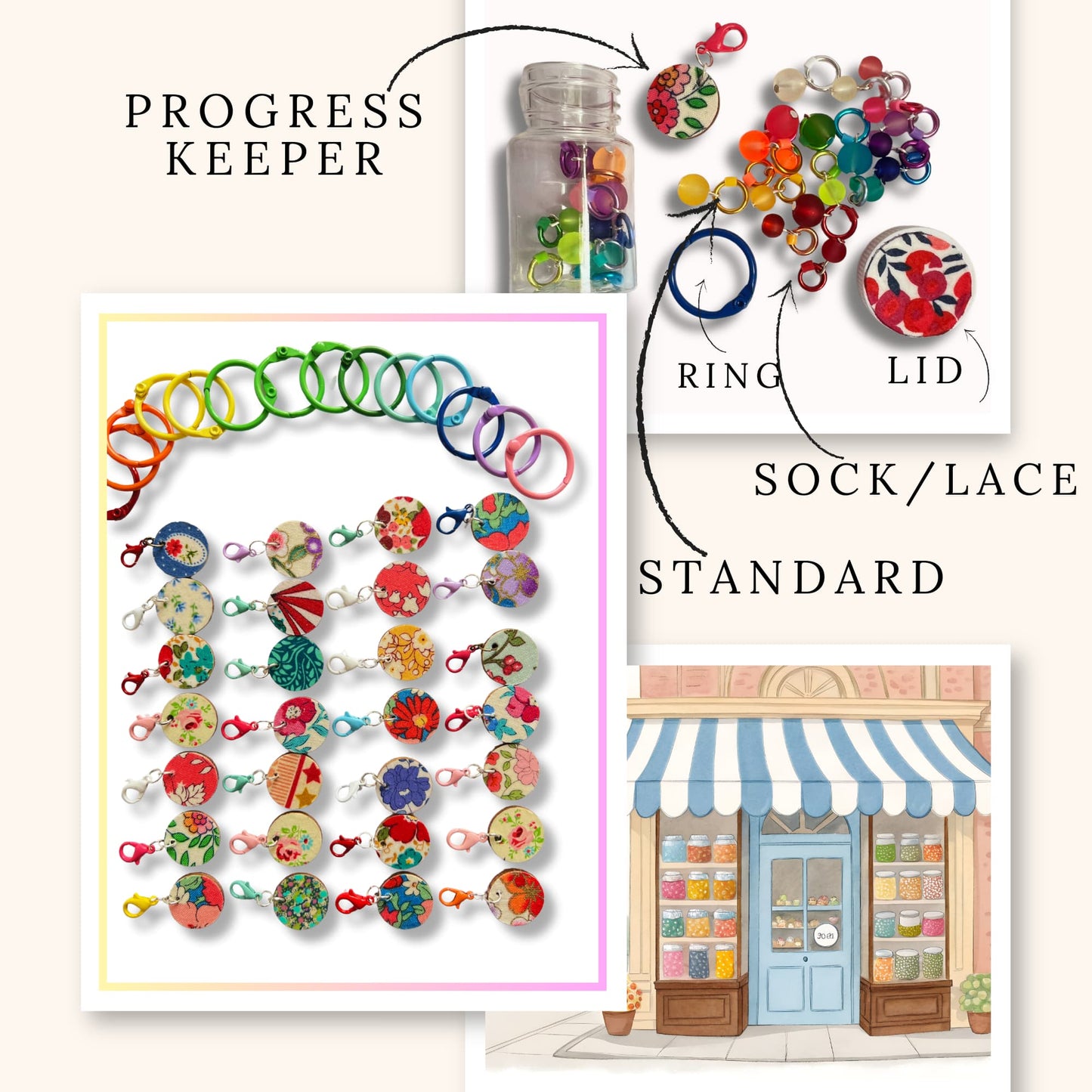 Knitting Set with Stitch Markers - Sweet Shop Jar