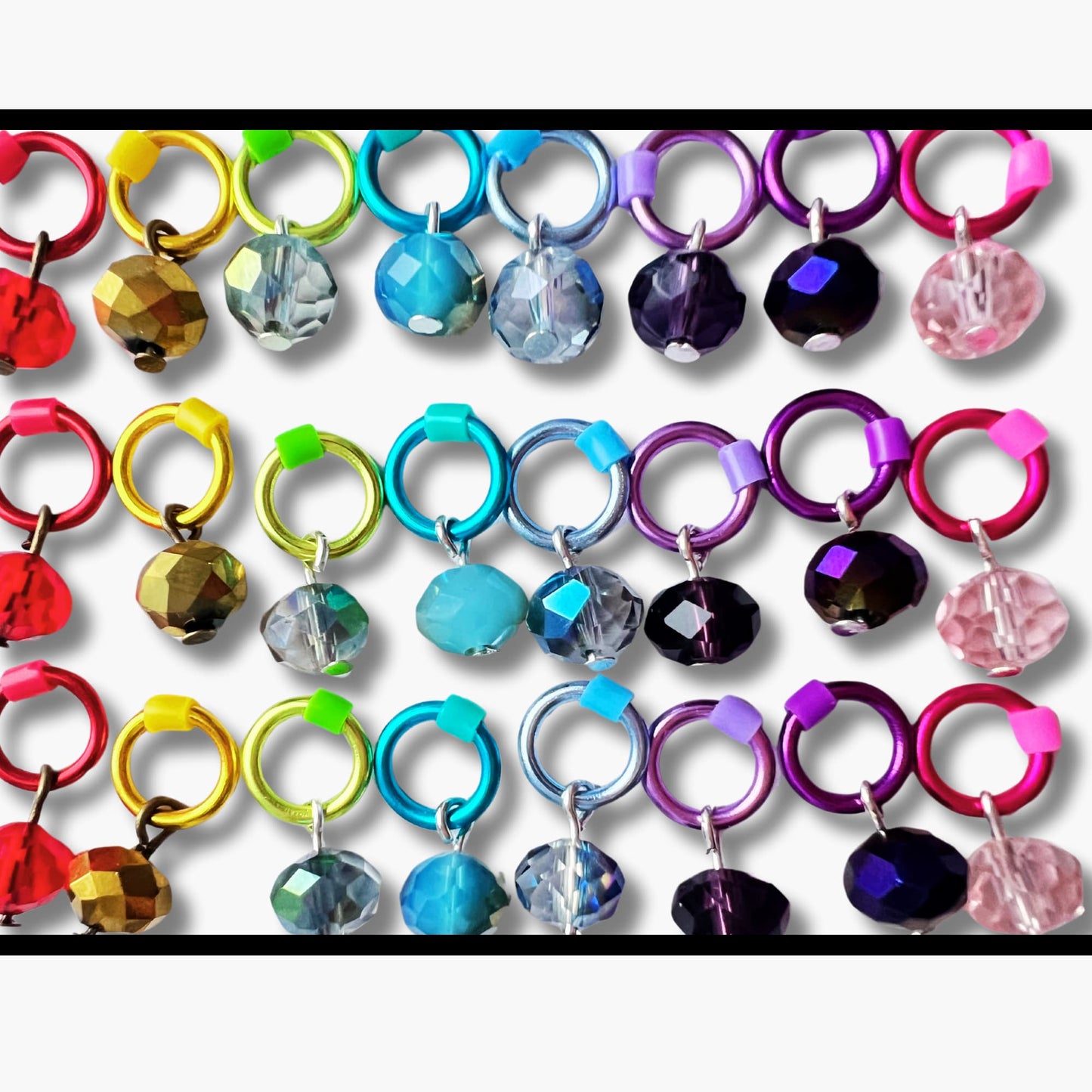 Crystal Glass Stitch Markers for Knitting, Snag Free - Enchanted Garden 1