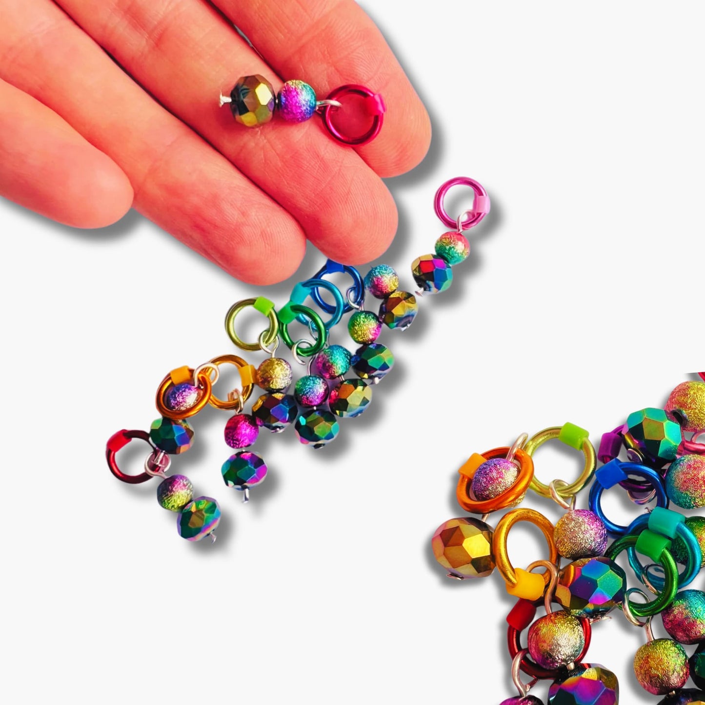 Rainbow Stitch Markers for Knitting - Festival of Colour