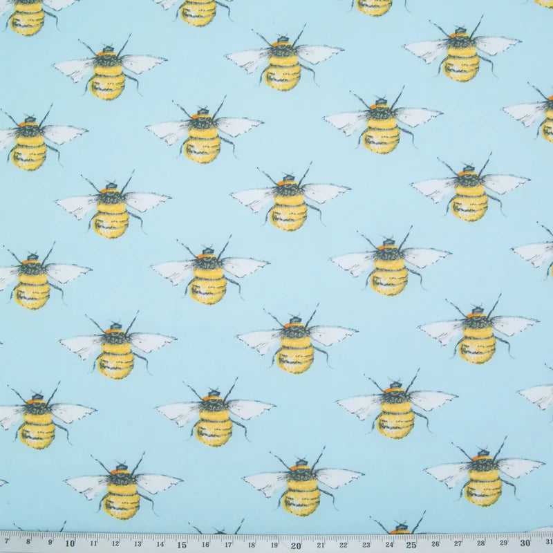Bumblebee Print Knitting Project Bag - Summer Bee Fabric with Free Stitch Marker Zipper - Busy Bee