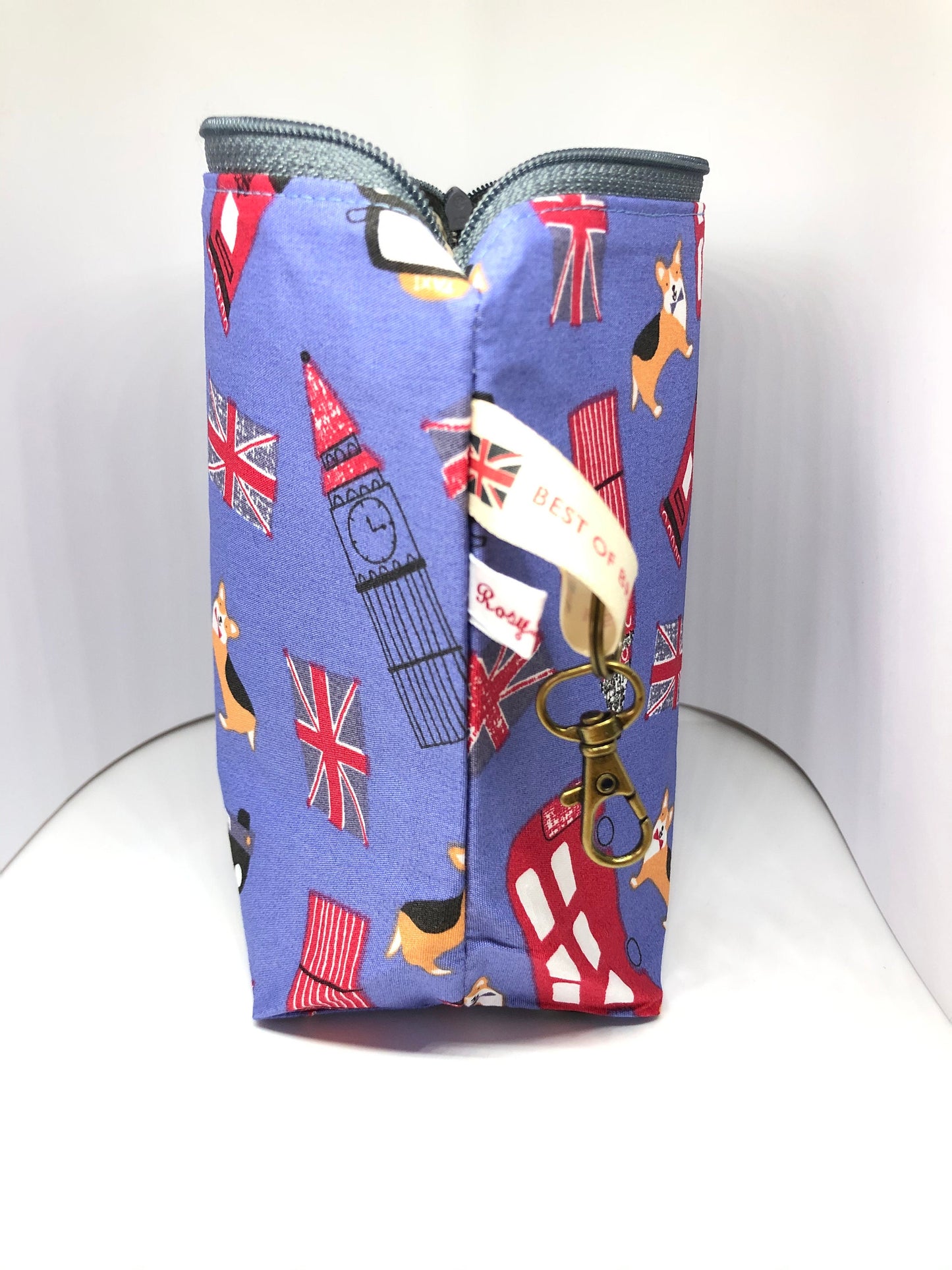 Handmade Retro London Corgi Notions Bag - Red White & Blue