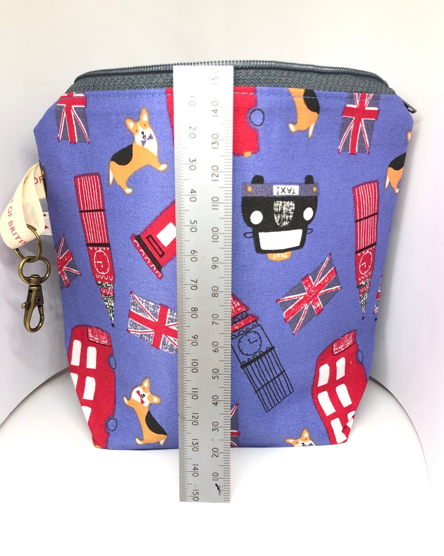 Handmade Retro London Corgi Notions Bag - Red White & Blue